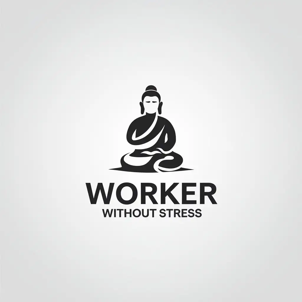 LOGO Design for Worker Without Stress Minimalistic Buddha Pose with Clear Background