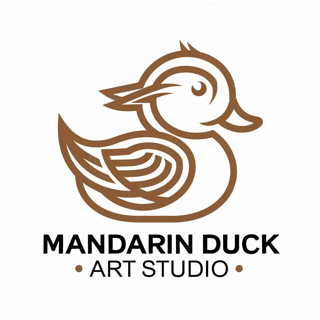 LOGO-Design-for-Mandarin-Duck-Art-Studio-Elegant-Vector-Art-with-Mandarin-Duckling-Symbol