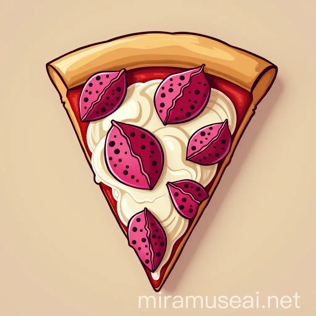 Whipped Cream and Dragon Fruit Slice Pizza Logo Fruity Crust Design