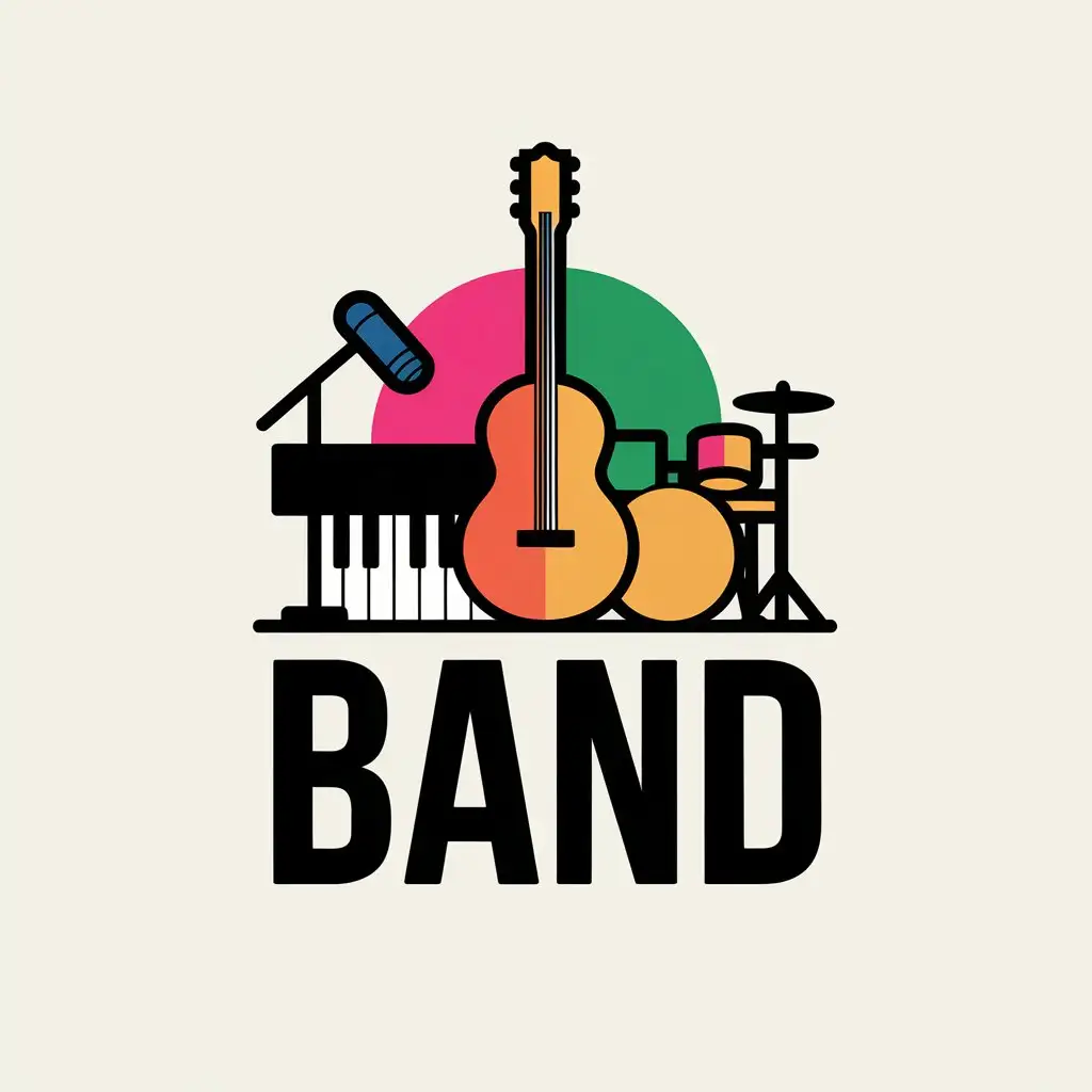 LOGO-Design-For-Band-Guitar-Microphone-Piano-and-Drum-Set-Theme