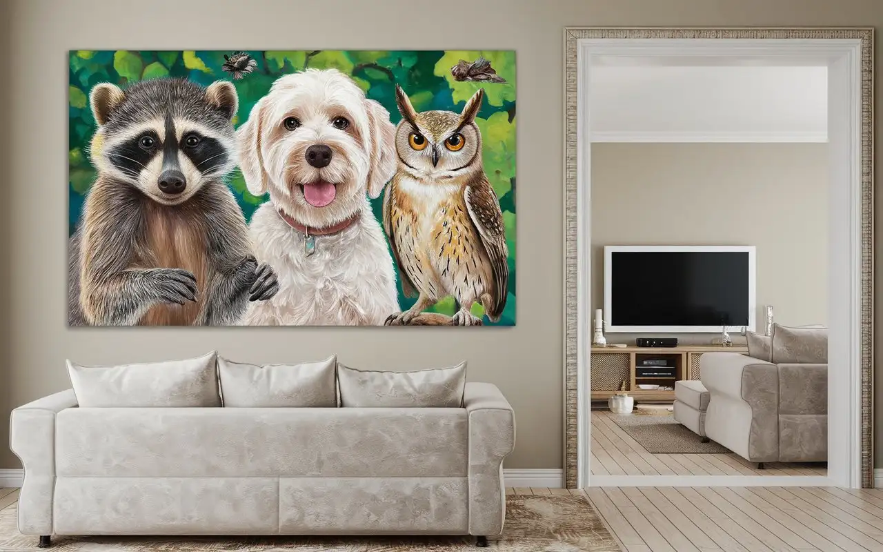 Realistic-Living-Room-with-Animal-Painting