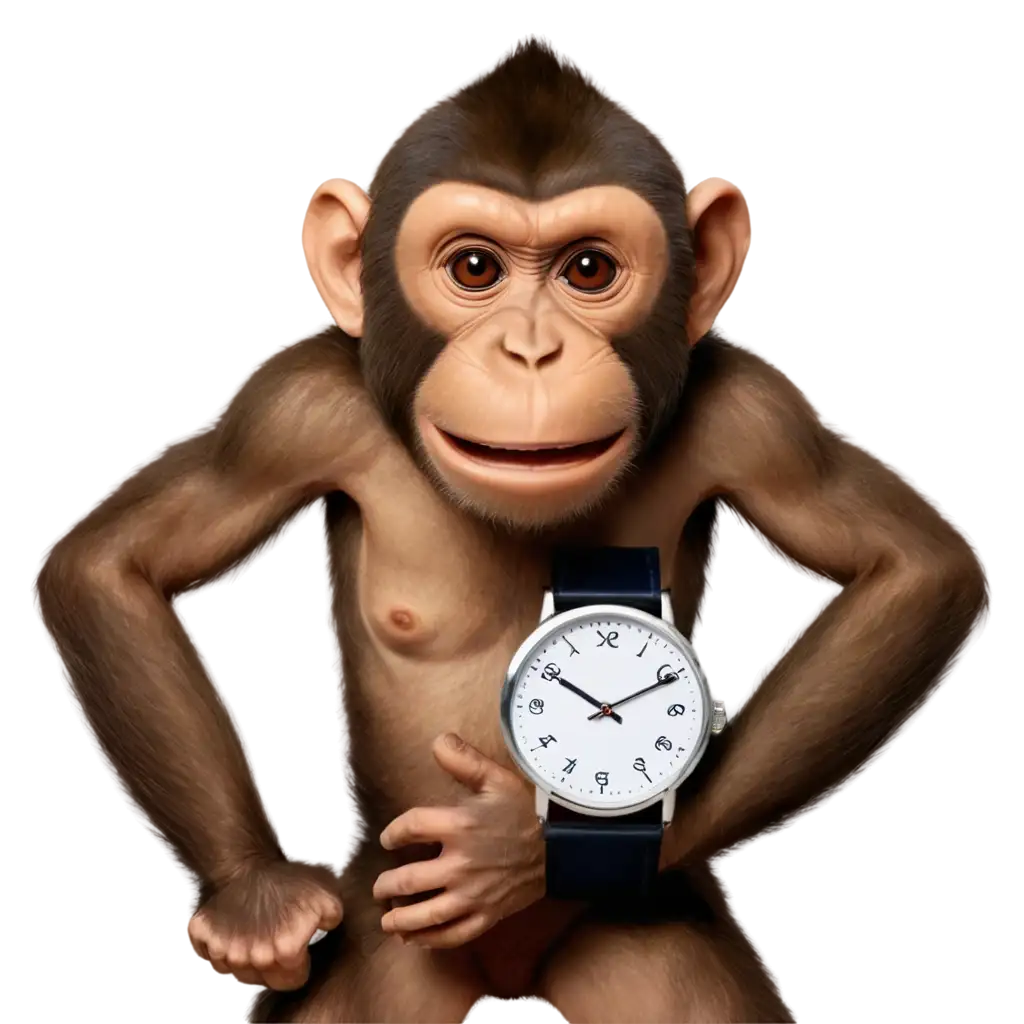 Explore-the-Charm-of-a-PNG-Image-A-Monkey-with-a-Big-Watch