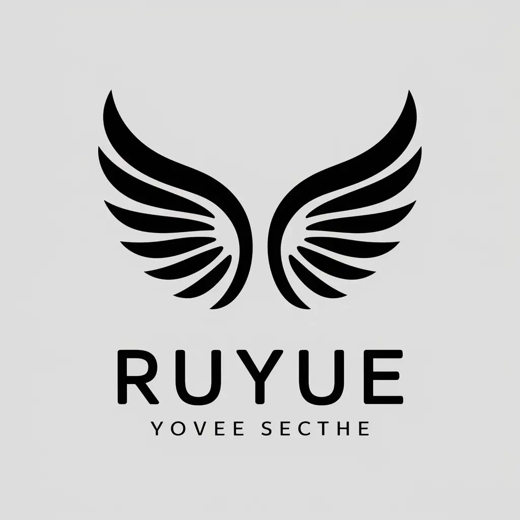 a vector logo design,with the text "Ruyue", main symbol:moon wings,Moderate,clear background