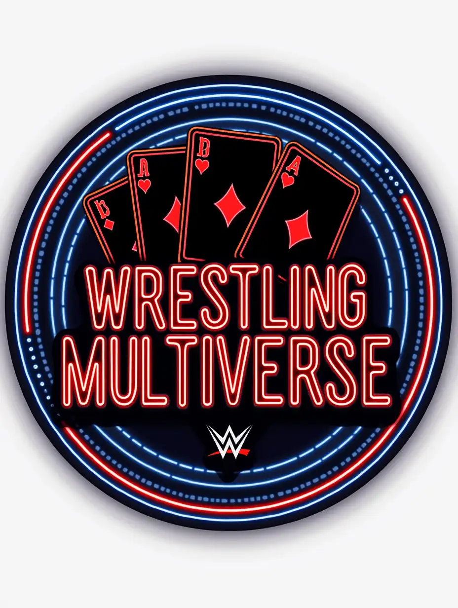 Wrestling-Multiverse-Logo-with-Neon-Details-and-Playing-Cards