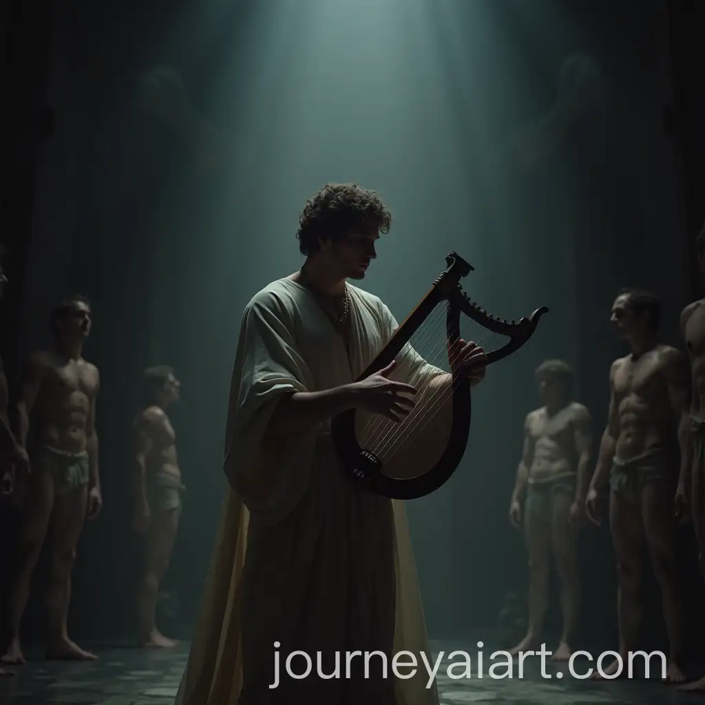 Orpheus-Playing-Lyre-Before-Hades-and-Persephone-in-Otherworldly-Throne-Room