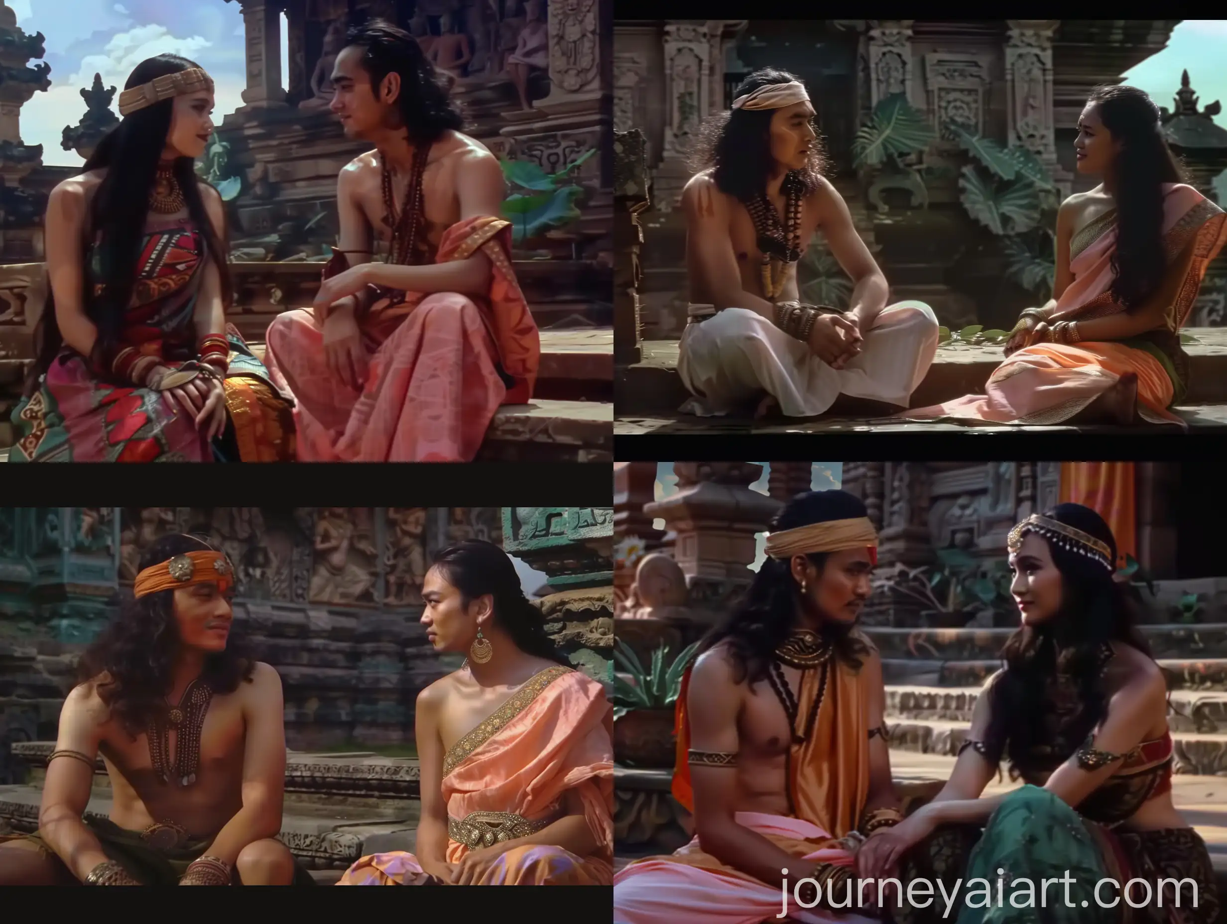Romantic-Javanese-Couple-at-Temple-Terrace-Majapahit-Era
