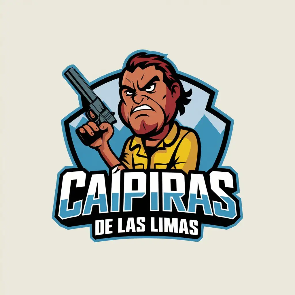 LOGO Design for Caipiras de Las Limas Angry Redneck Holding a Gun with Clear Background