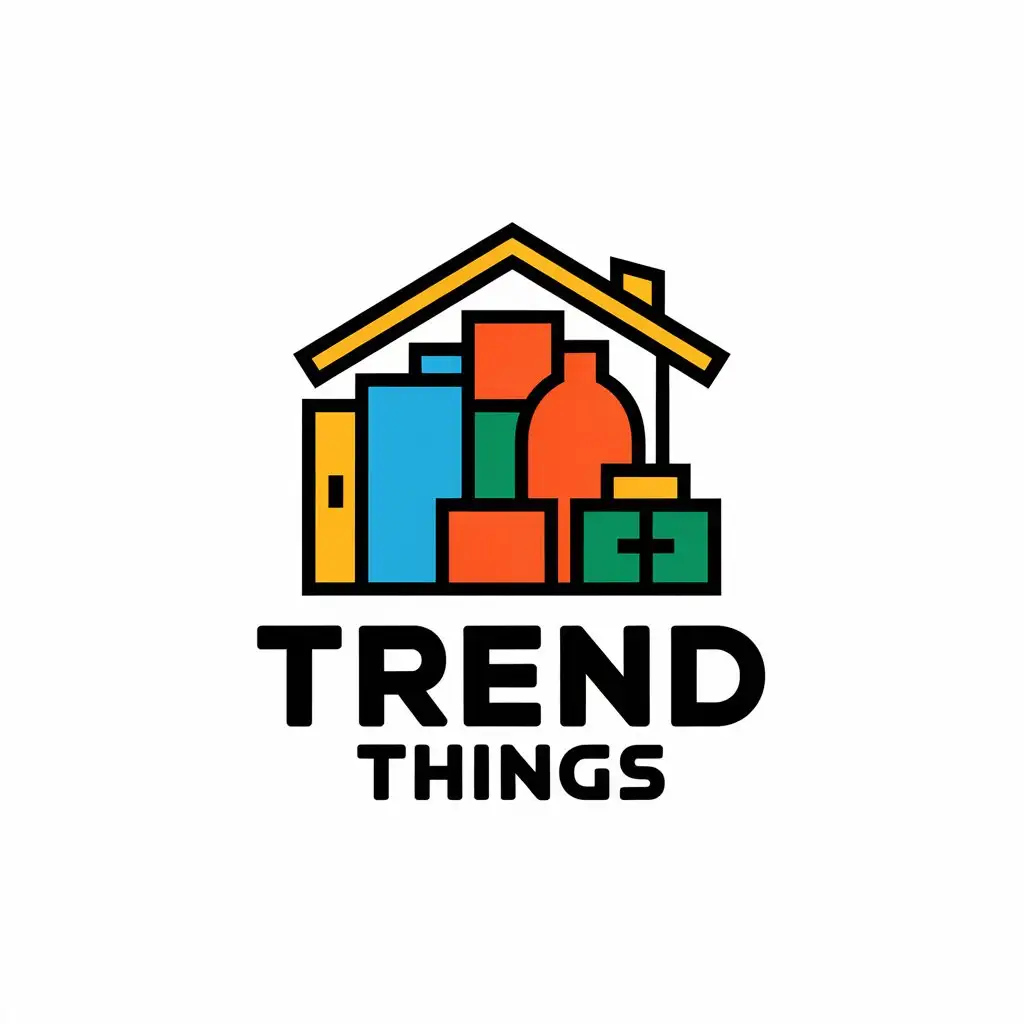 a vector logo design,with the text "Trend things", main symbol:house and home goods,Moderate,clear background