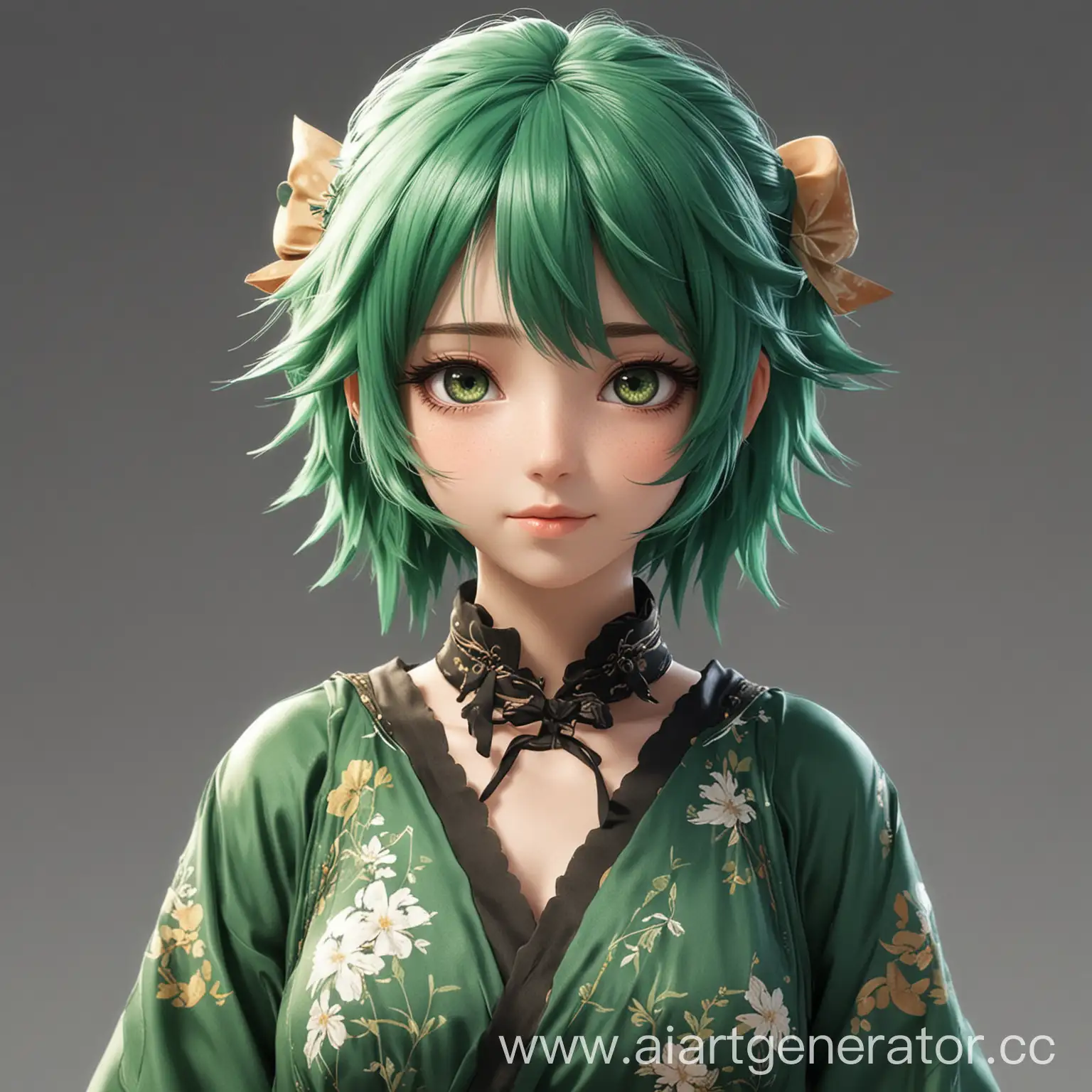 Anime-Girl-with-Green-Hair-in-Jirai-Kei-Clothing