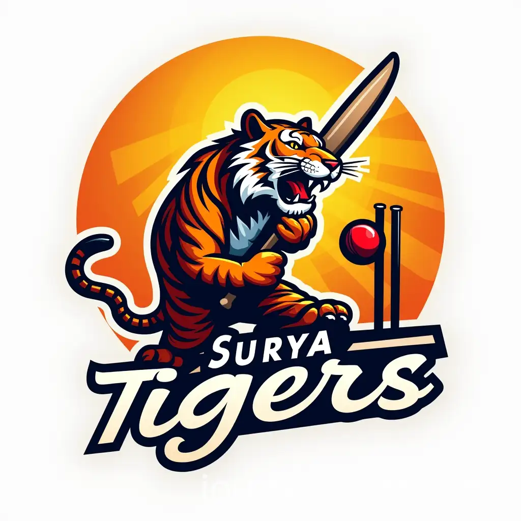 Surya-Tigers-Cricket-Team-Logo-Featuring-Tiger-and-Sun-Vector