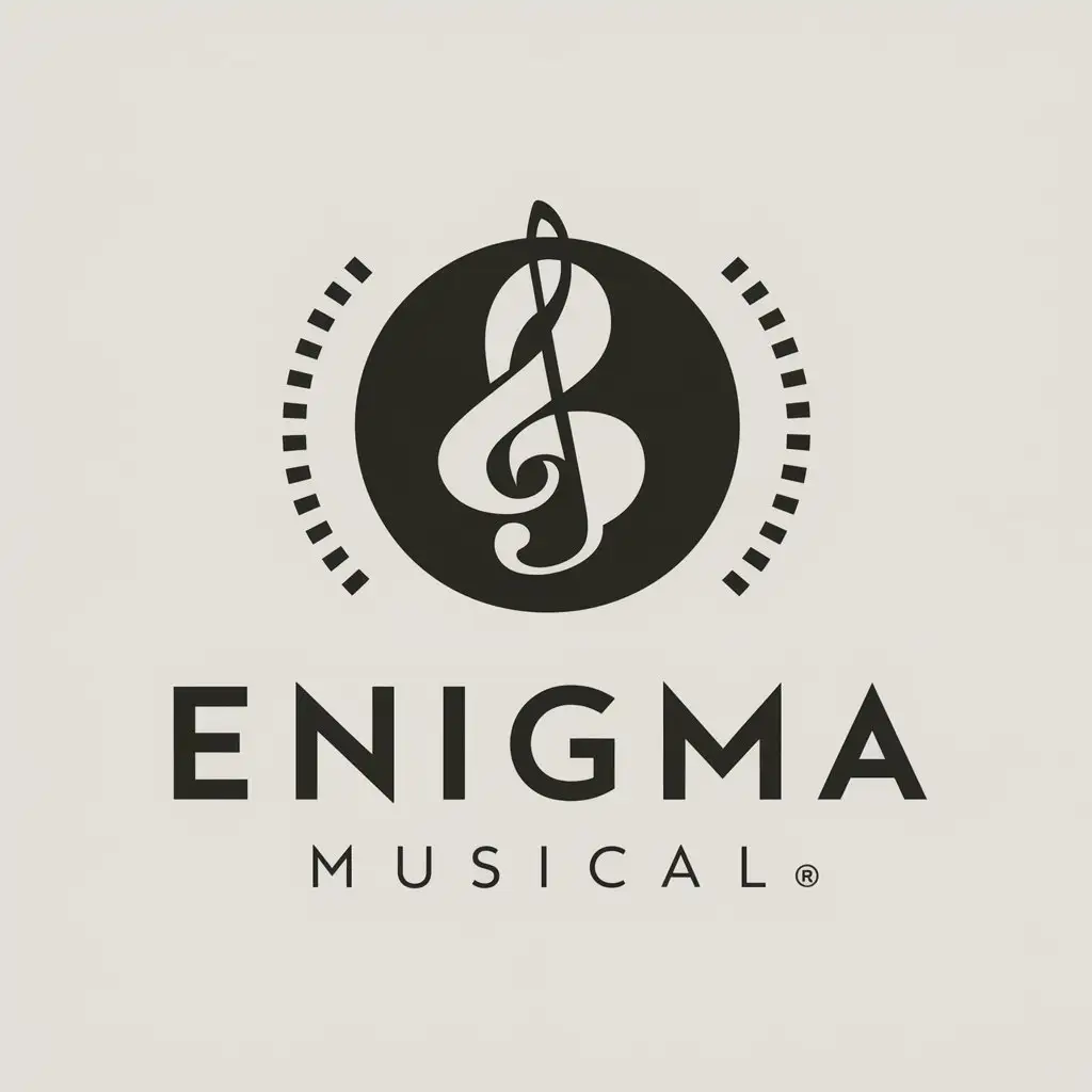 a vector logo design,with the text "Enigma Musical", main symbol:something related to music,Moderate,clear background