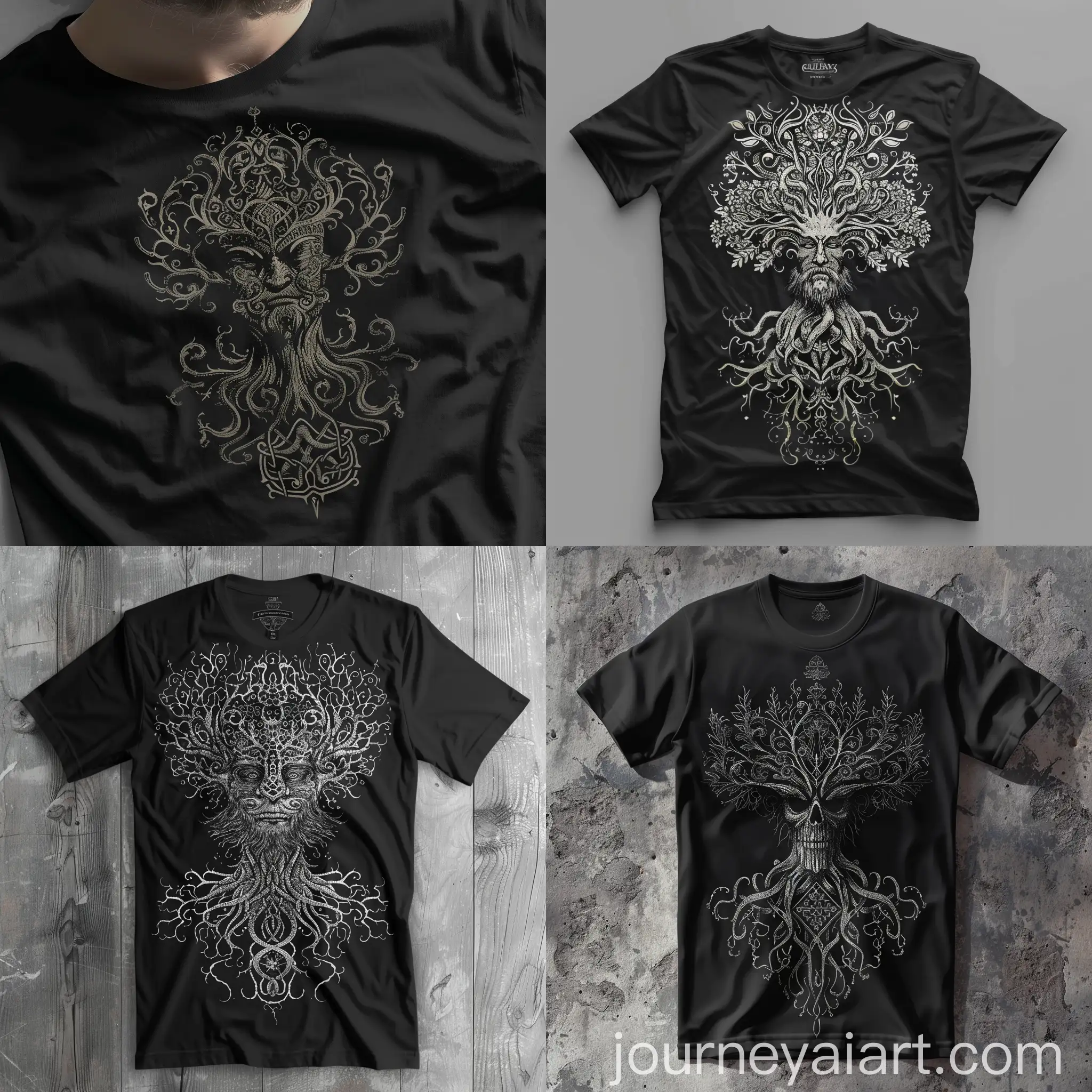 Monochromatic-Tree-Face-Graphic-Design-on-Gildan-2000-TShirt
