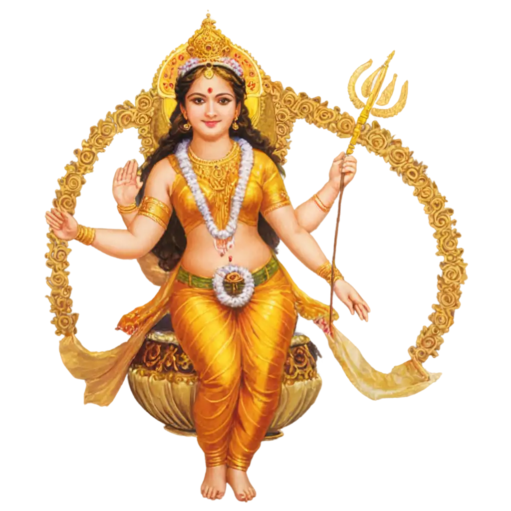 Goddess-DurPNG-Image-Optimizationga-PNG-Image-with-Blessing-Gesture-and-Garland-Perfect-for-Spiritual-and-Devotional-Use