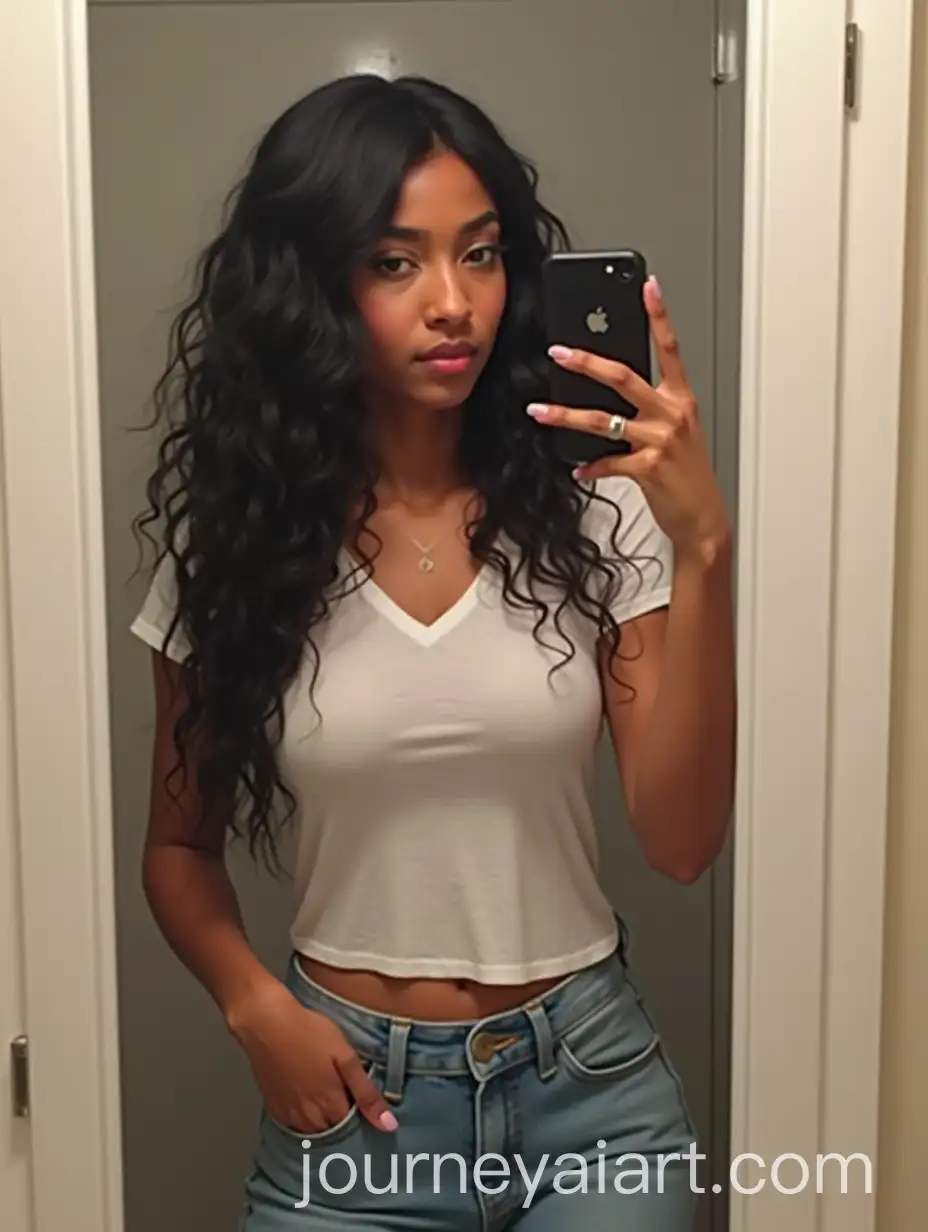 Jamaican-Woman-Taking-a-Mirror-Selfie-in-Casual-Outfit