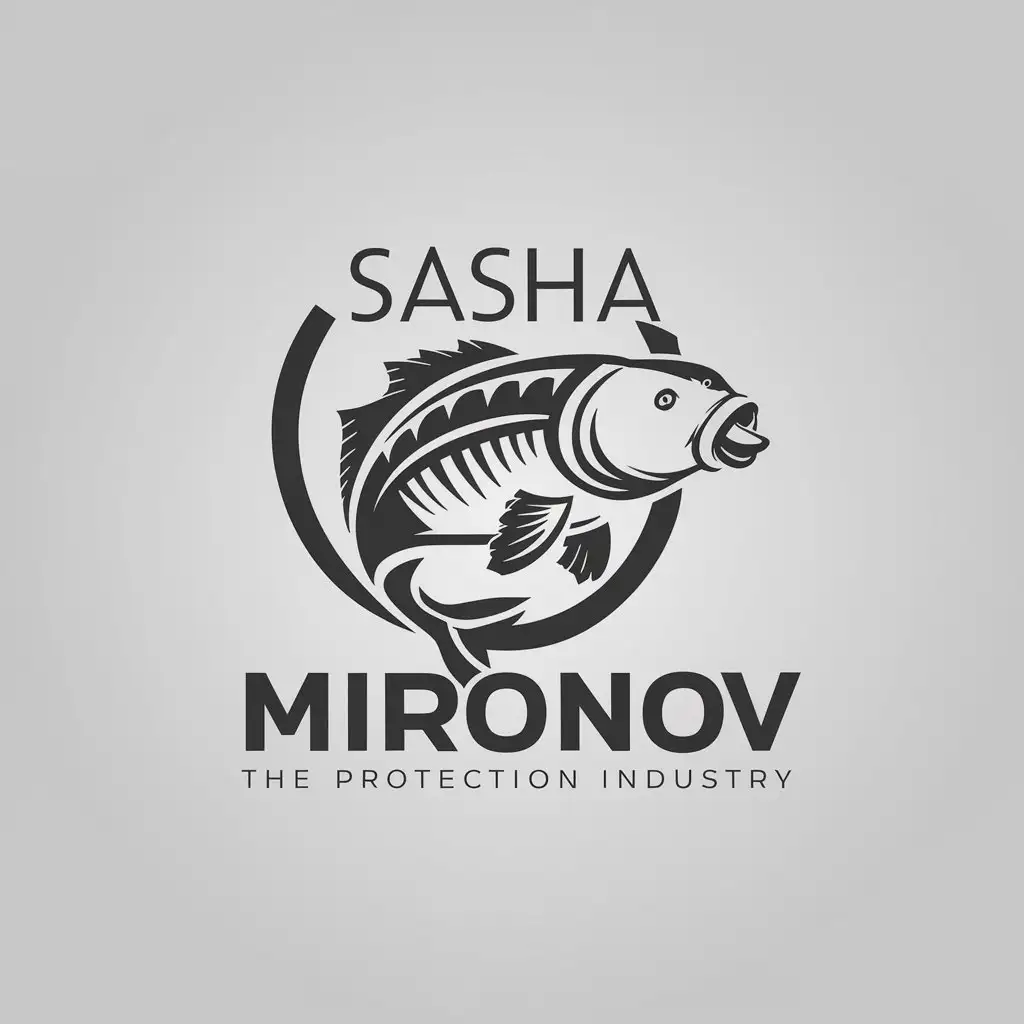 a logo design,with the text "Sasha Mironov", main symbol:Carp (a type of fish),complex,be used in Protection industry,clear background