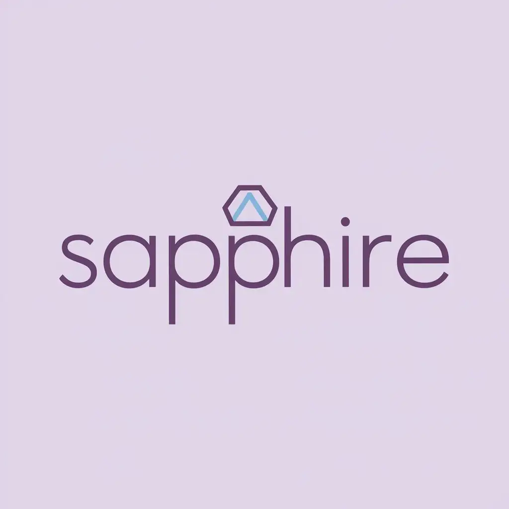 a logo design,with the text "Sapphire", main symbol:Stone, minecraft, light purple, light blue,Minimalistic,clear background