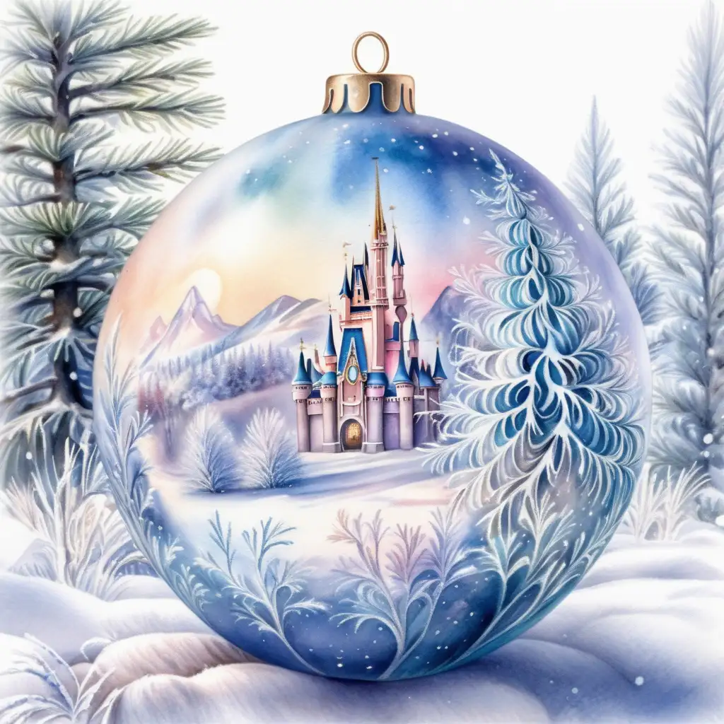 Enchanted Disneythemed Christmas Tree Ball in Winter Wonderland