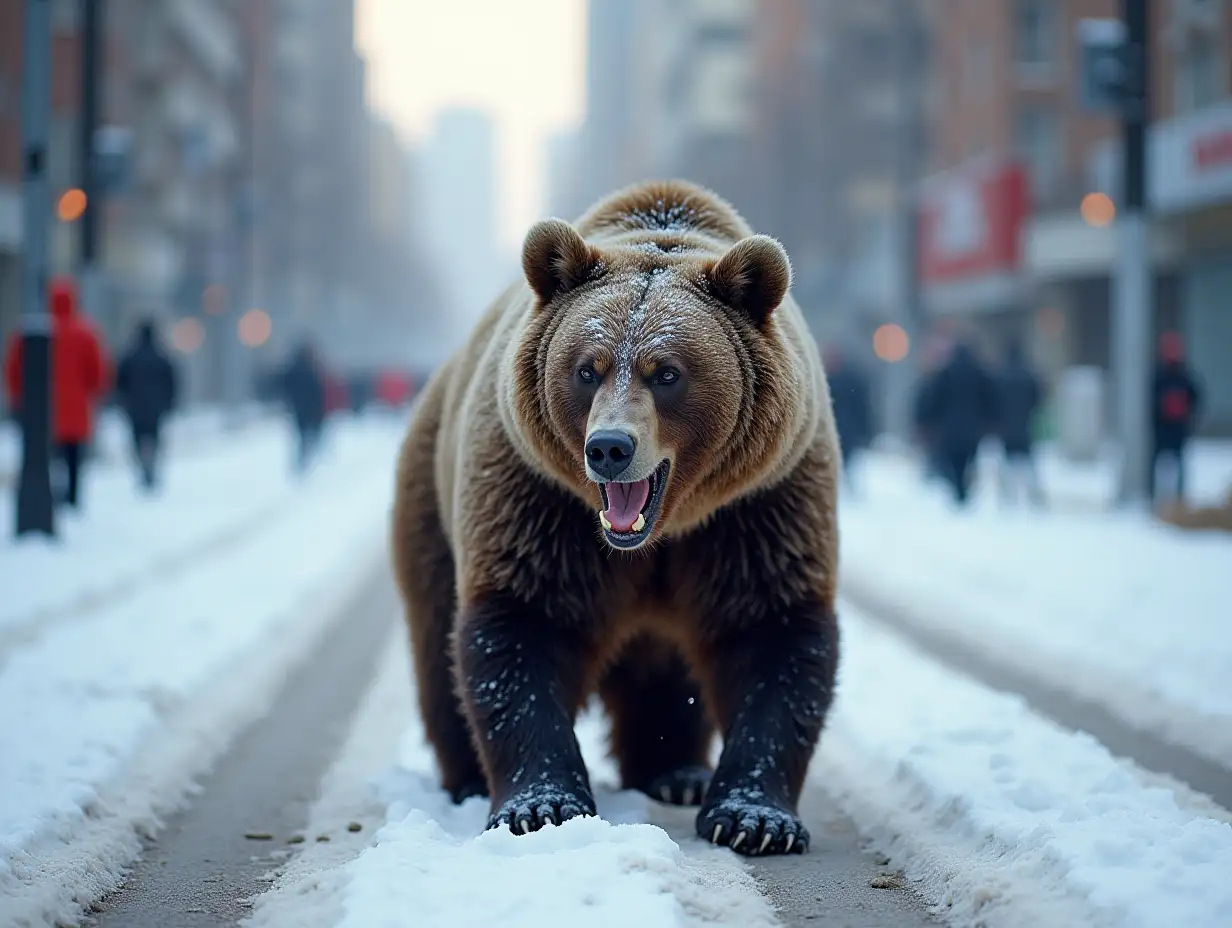 to the winter streets of Petropavlovsk-Kamchatsky came out hungry, thin, angry, ragged bears, on the streets human remains