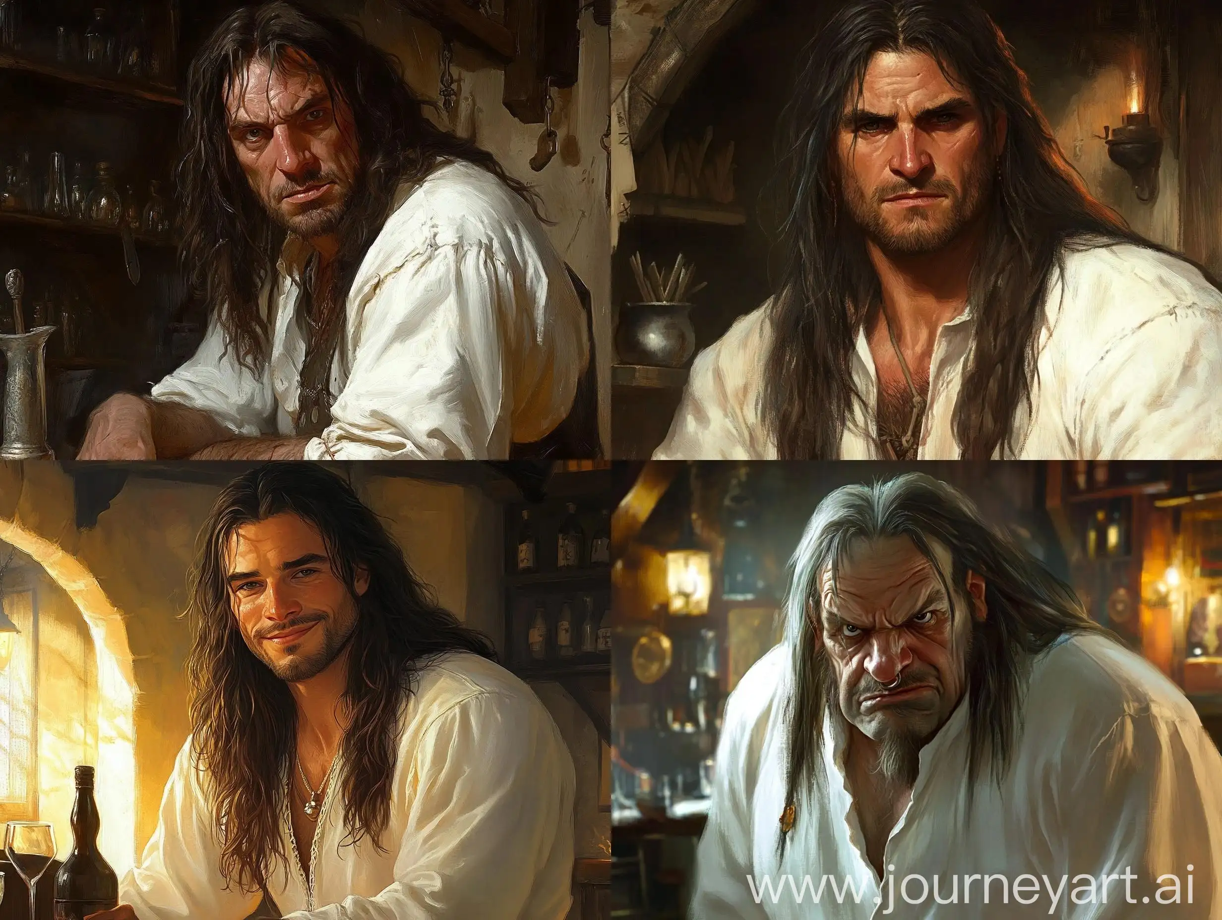 Tavern-Keeper-with-Long-Hair-and-Distinctive-Features-in-White-Shirt