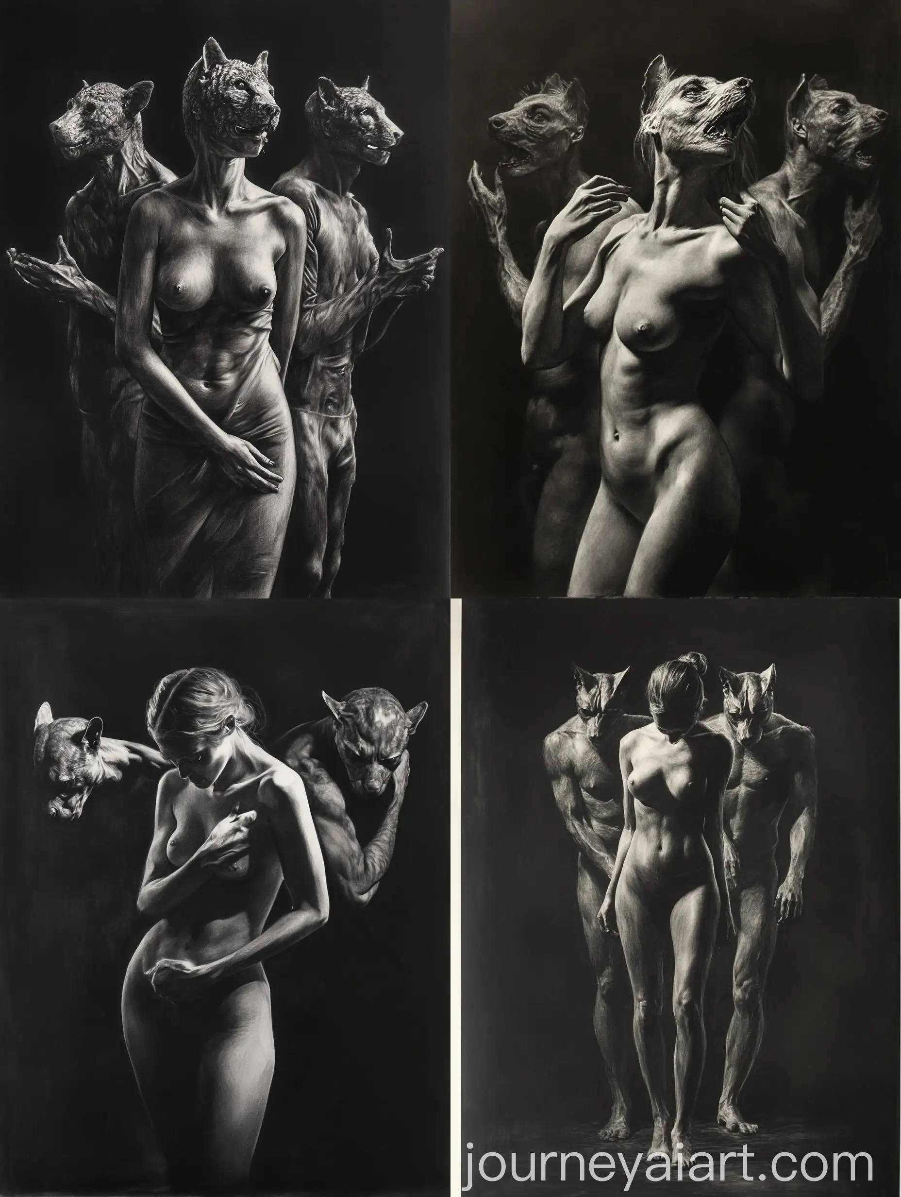 Hyper-Realistic-Pencil-Sketch-of-Female-and-Male-Figures-on-Canvas