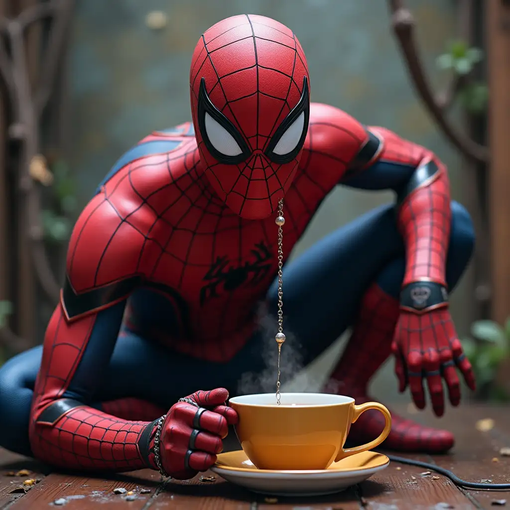 spider man sing in and tea bag venom