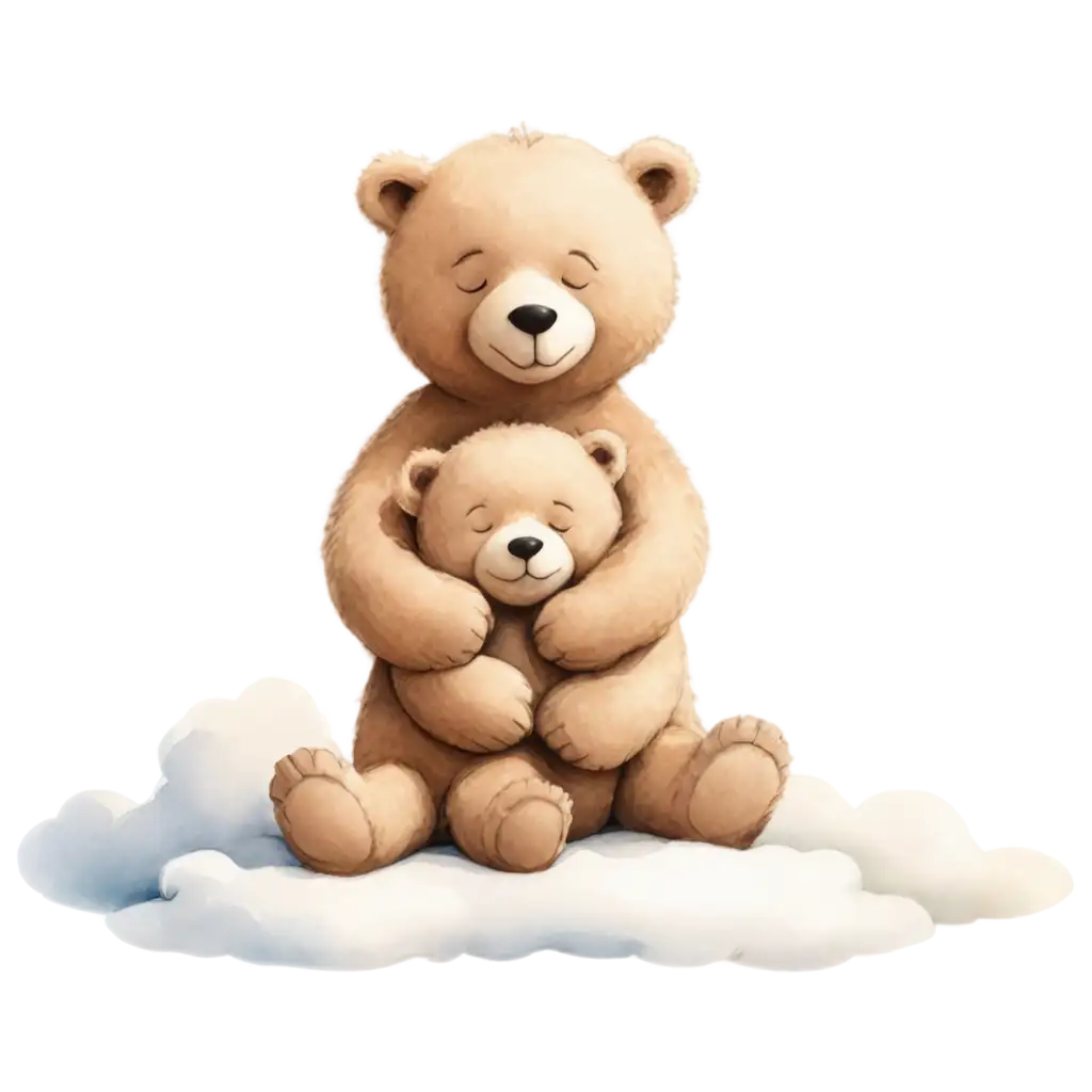 Adorable-Teddy-Bears-Sitting-on-a-Fluffy-Cloud-Heartwarming-PNG-Image-for-Your-Creative-Projects