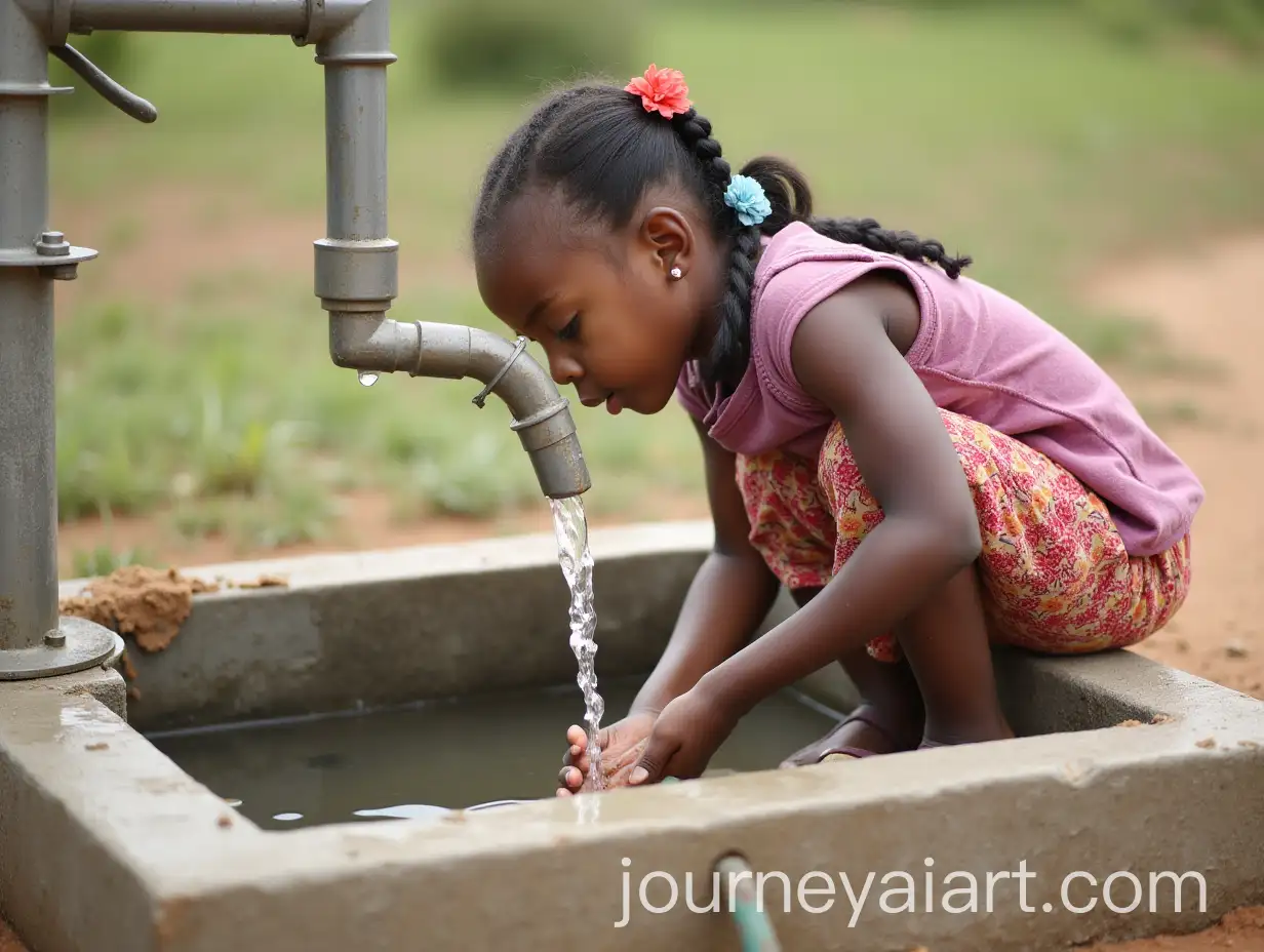 Girl-Drawing-Water-from-Well-in-Rural-Setting