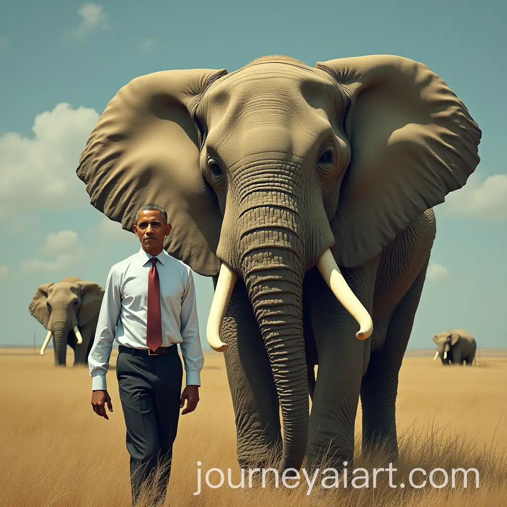 BarAI-Art-Prompt-Expansionack-Obama-and-Elephant-in-a-Peaceful-Outdoor-Setting