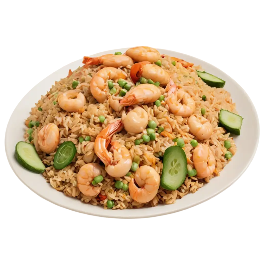 A plate of seafood fried rice