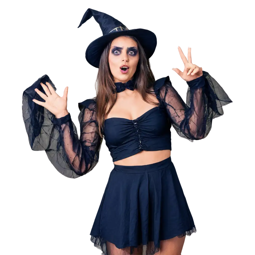 Young-Model-Dressed-as-a-Witch-Inviting-You-to-a-Halloween-Party-PNG-Image