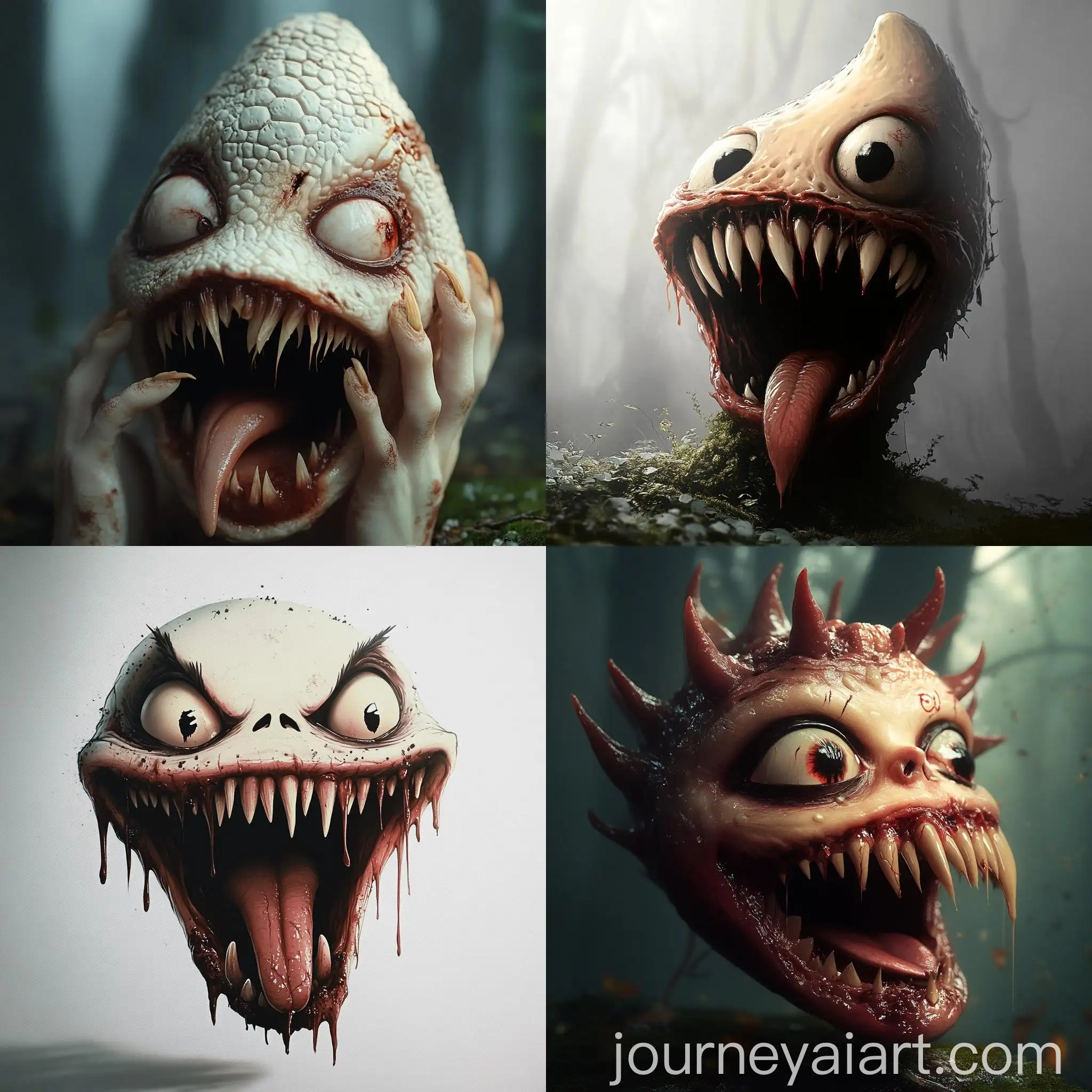 Sinister-Monster-with-Fangs-and-Claws-Disintegrating-Skin-Evil