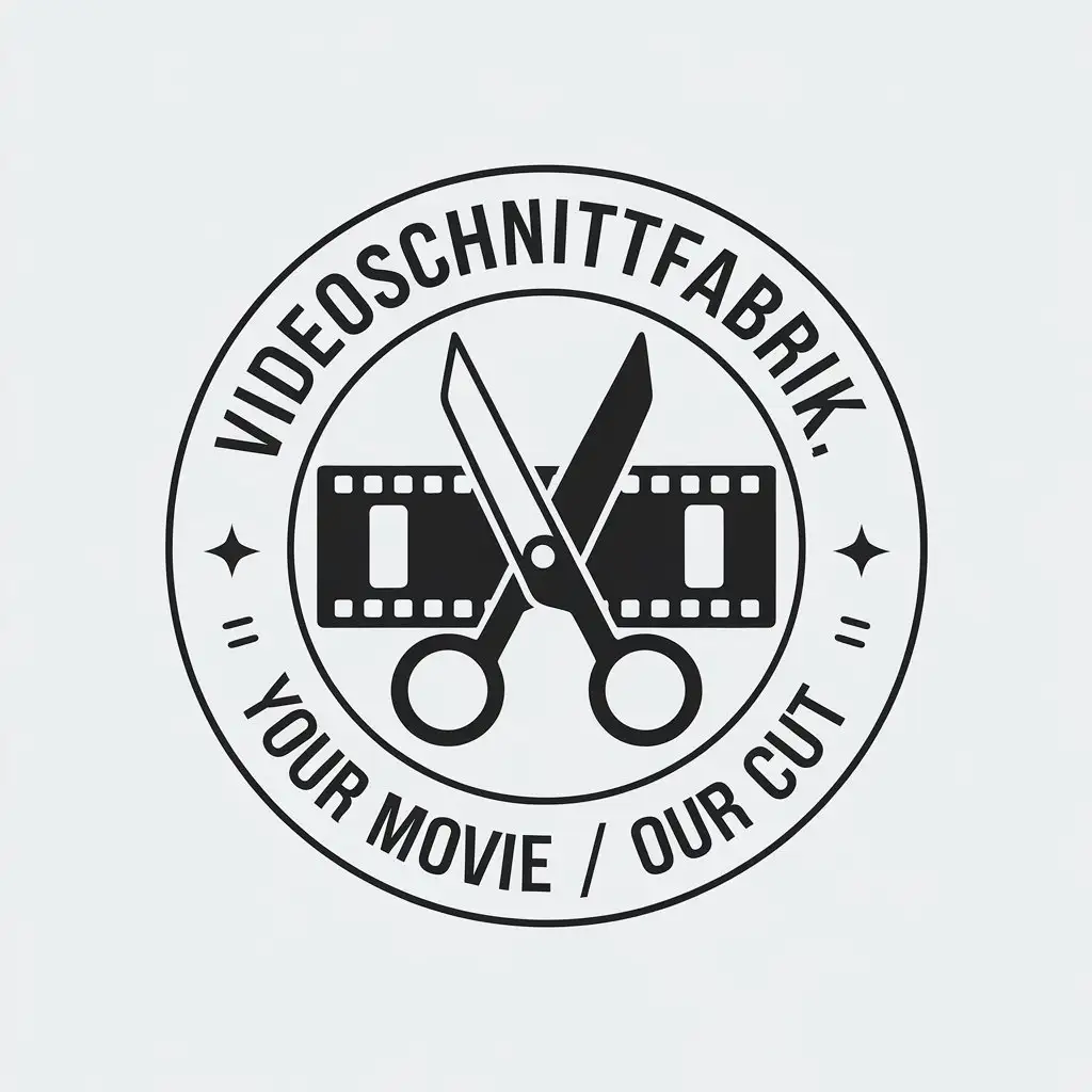 LOGO Design for Videoschnittfabrik Scissors Movie Tape Clear Background for Film Editing Theme