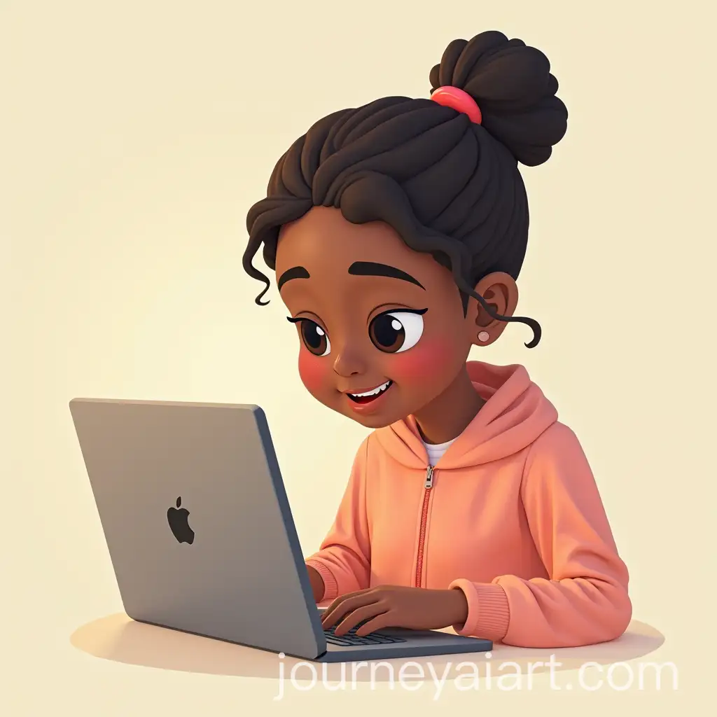 3D-Illustrated-Girl-with-Dusky-Skin-Working-on-Laptop-in-HalfBody-Image