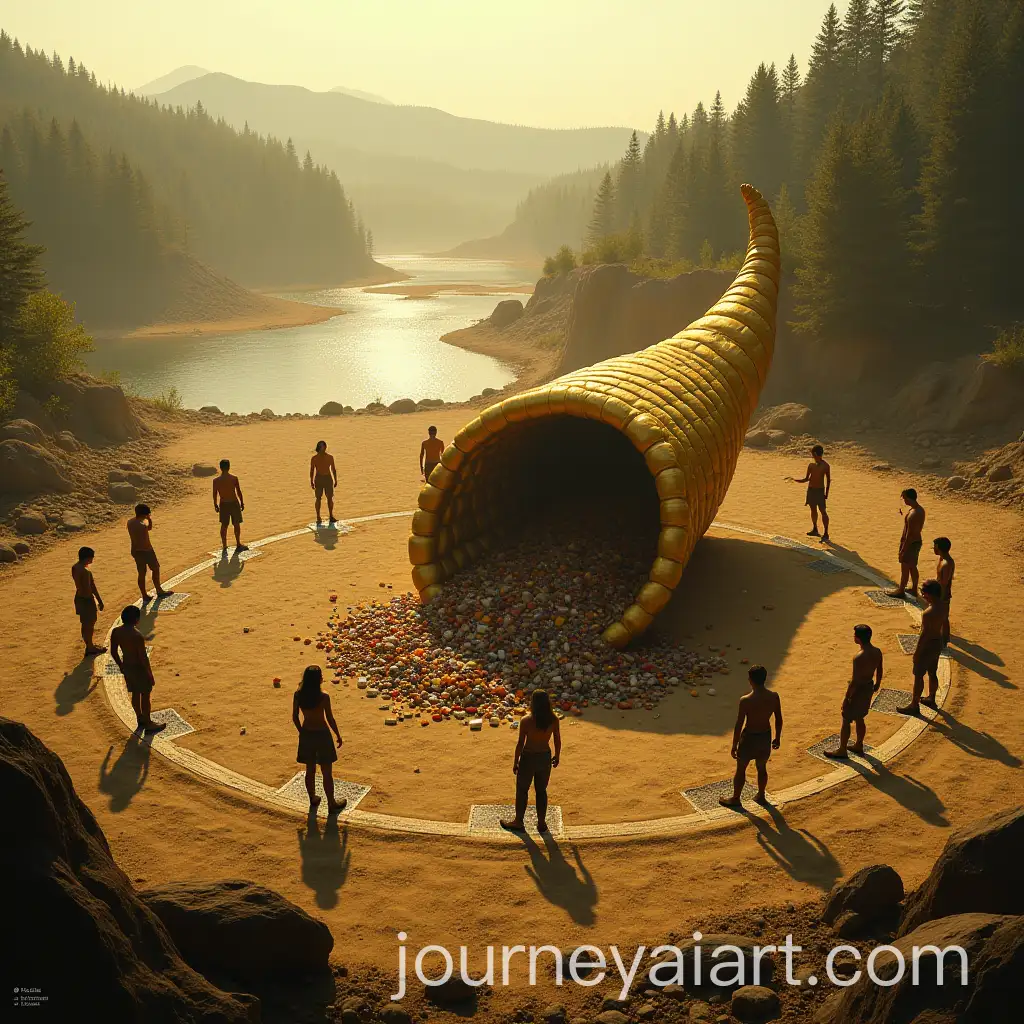 Tributes-Awaiting-the-Gong-in-a-Survival-Arena-with-Golden-Cornucopia
