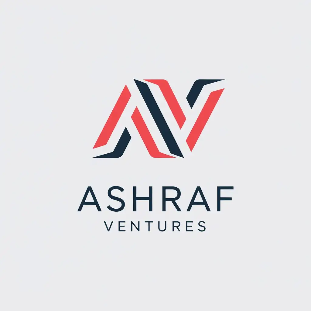 LOGO Design for Ashraf Ventures Minimalistic AV Symbol with Tommy Hilfiger Inspired Color Scheme for Retail Industry