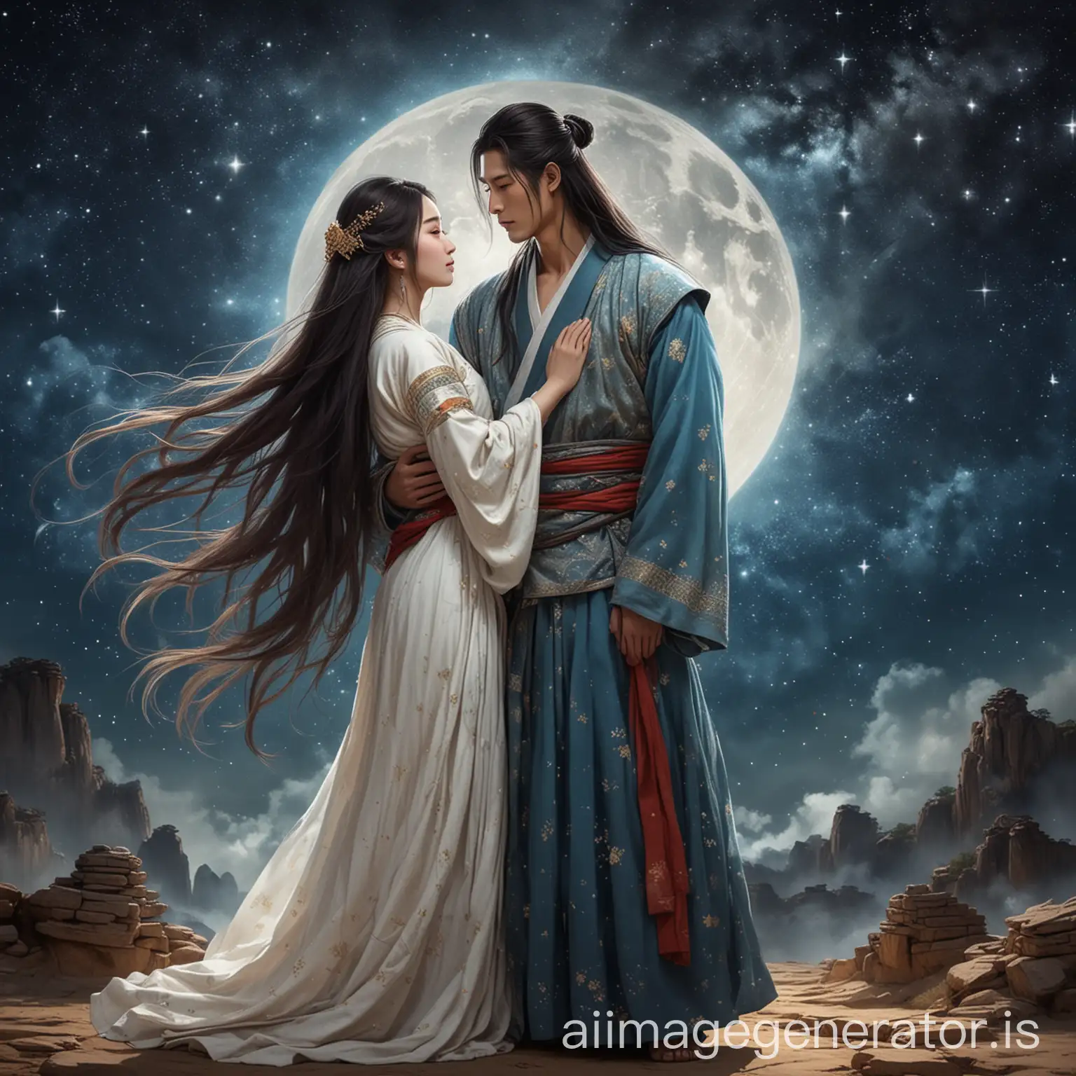 Ancient-Asian-Couple-under-Starry-Sky-in-Xianxia-Style