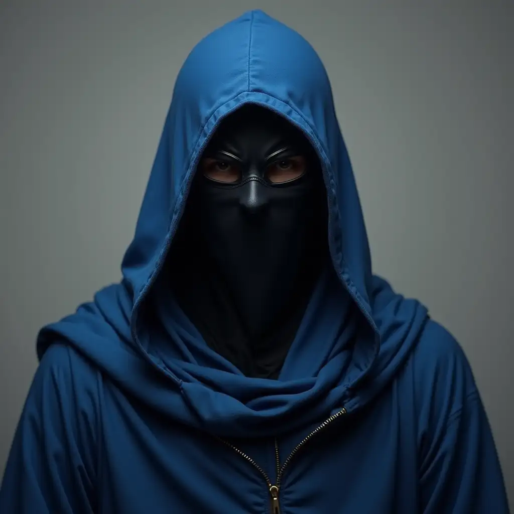 Mysterious Hooded Rogue in Blue Monks Robe