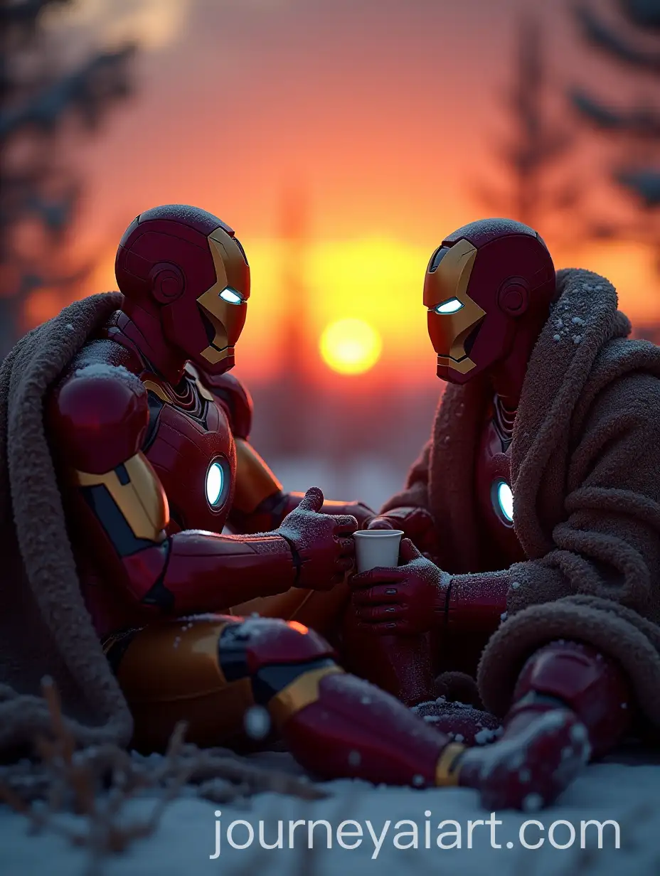 Iron-Man-and-Thanos-Enjoying-Coffee-Together-on-a-Winter-Evening