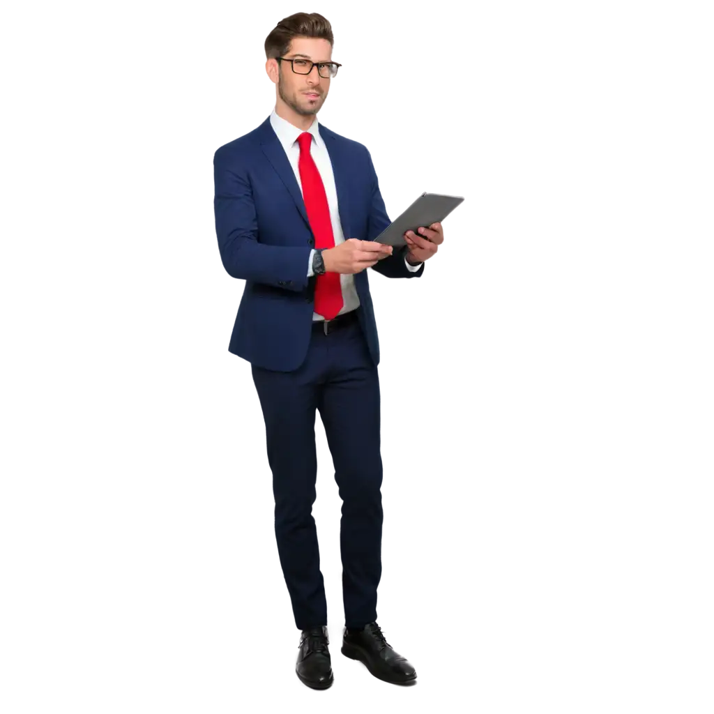 Professional-Man-Avatar-with-Glasses-and-Suit-Holding-Tablet-PNG-Image