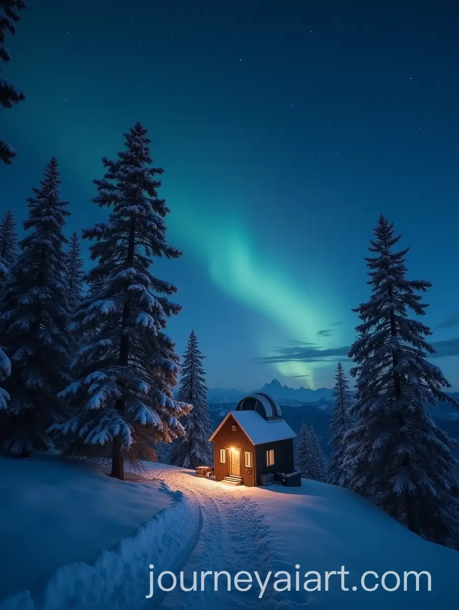 Snowy-Mountain-Observatory-Under-a-Starlit-Sky