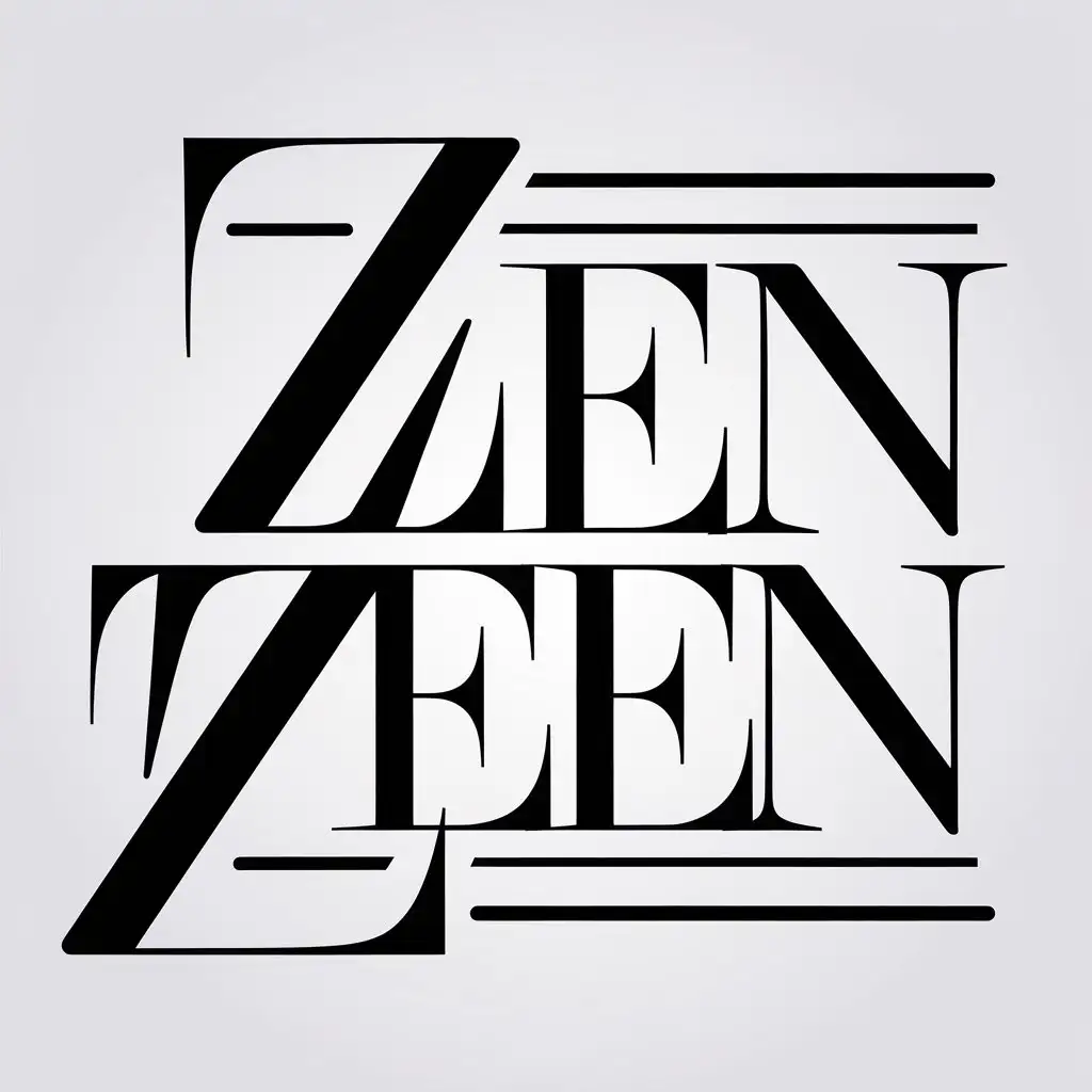 LOGO Design for Zen Zeen Classic Modern Sleek Black TextOnly Typography with Elegant and Minimalistic Style