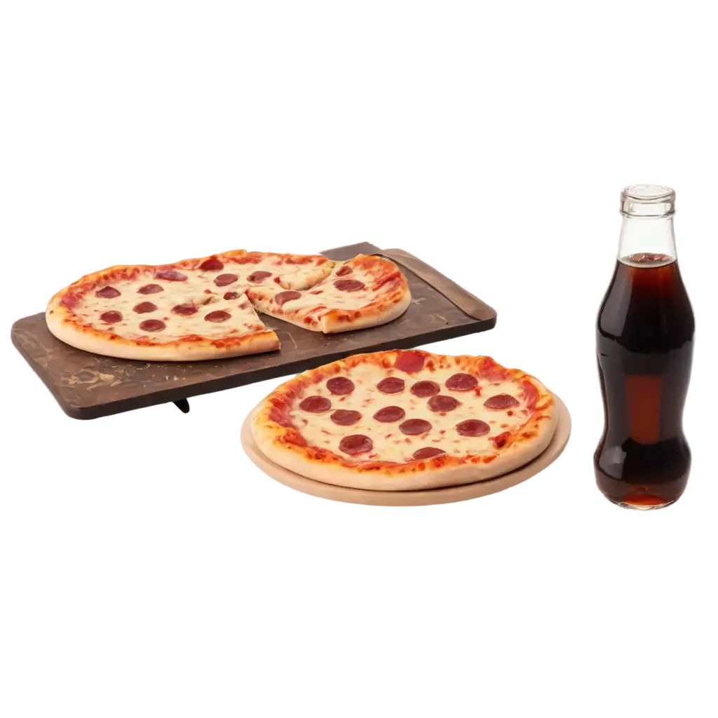 Delicious-Pizza-and-Coke-on-Plate-PNG-Image-Perspective-View