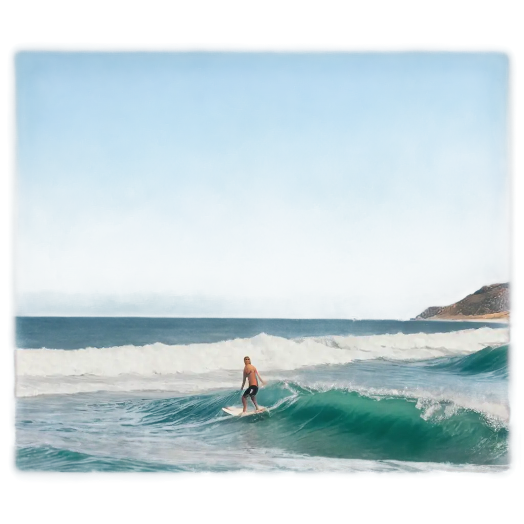 Sea waves with a surfer