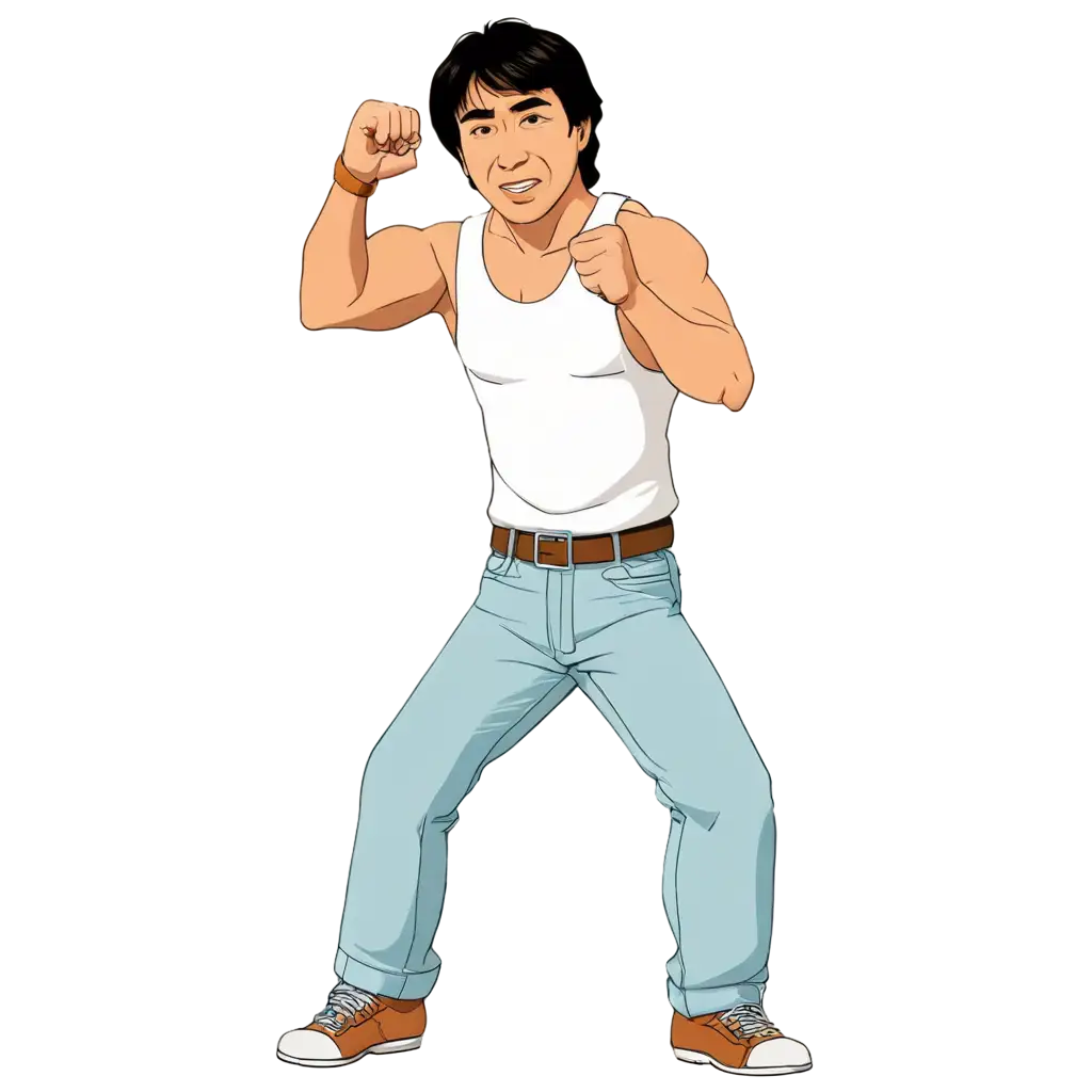 Cartoon of Jackie Chan in the style of King of the hill