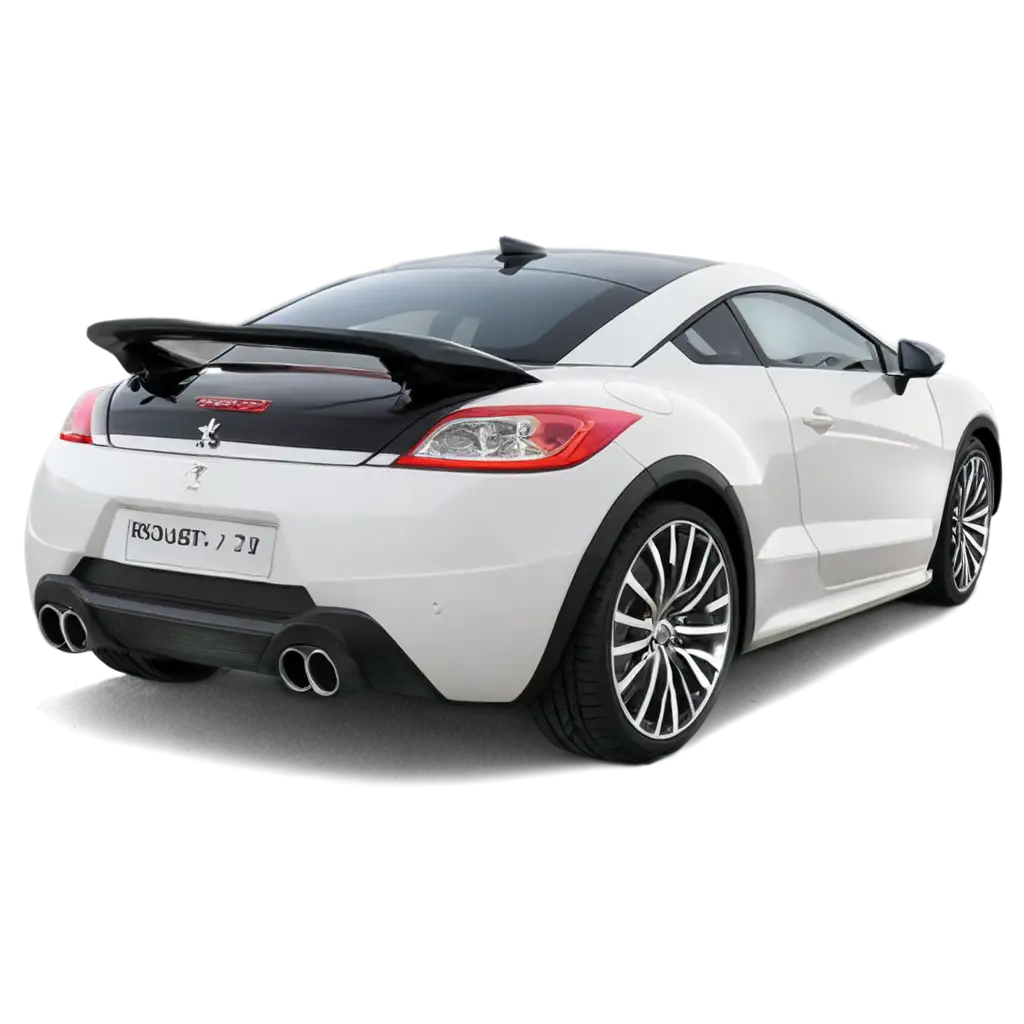 Peugeot RCZ, rear view, widened wings, large rims, exhaust 4 exits, 8k