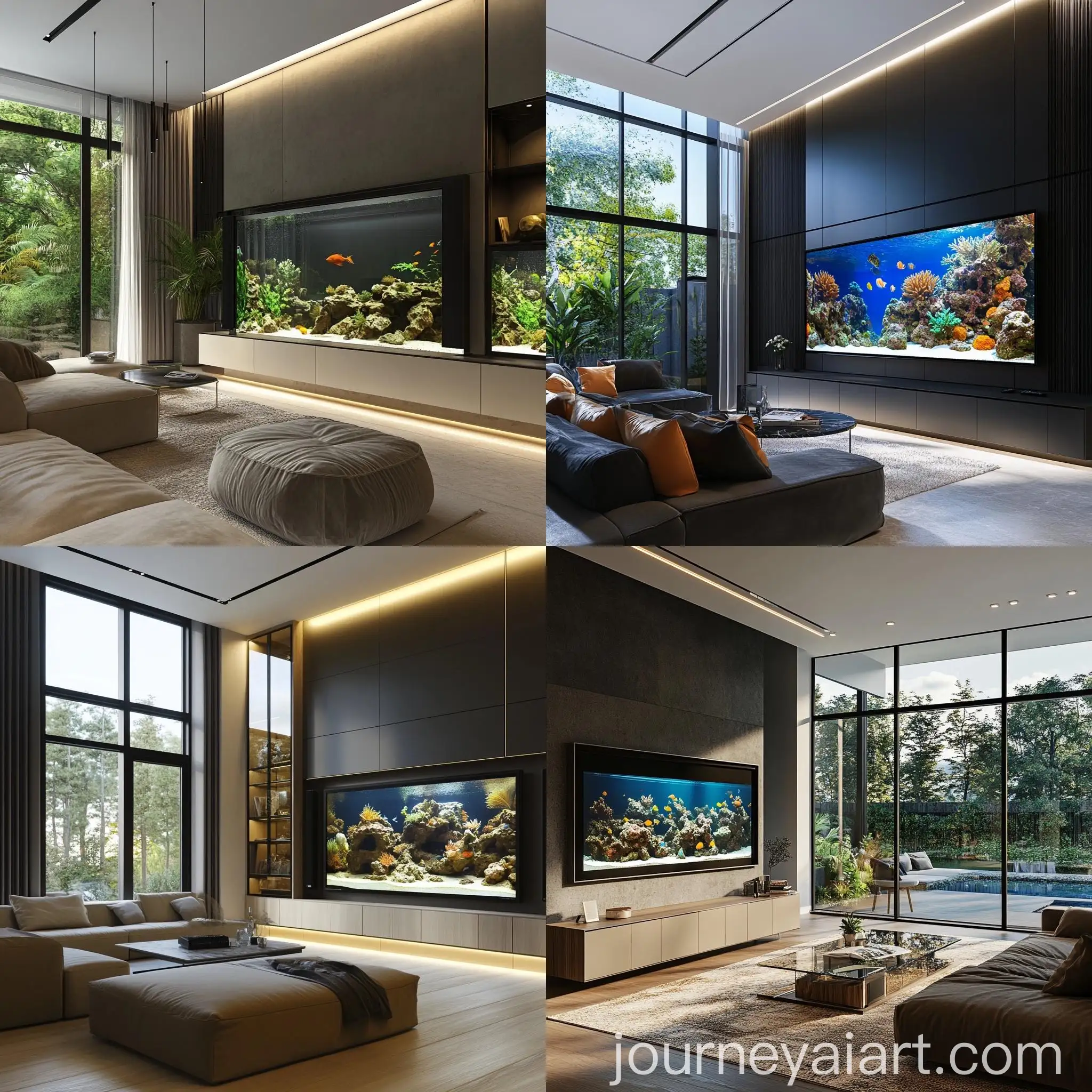 Modern-Living-Room-with-Integrated-Aquarium-and-Large-TV
