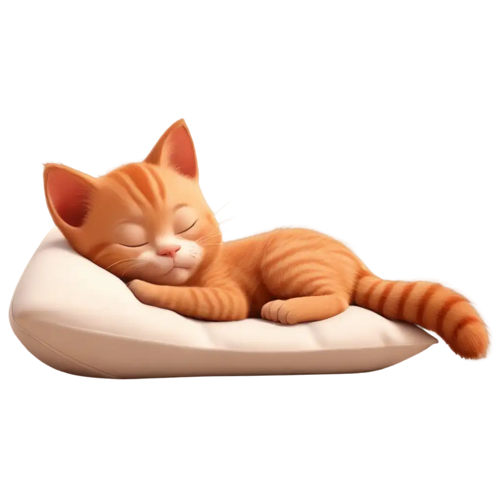 Cartoon-Ginger-Kitten-Sleeping-on-a-Pillow-PNG-Adorable-Pixar-DisneyInspired-Artwork
