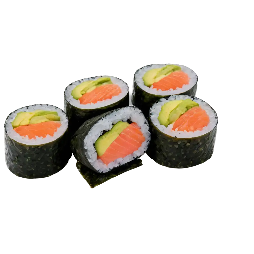 CloseUp-Sushi-Roll-PNG-Image-with-Salmon-Avocado-and-Rice-HighQuality-Transparent-Background