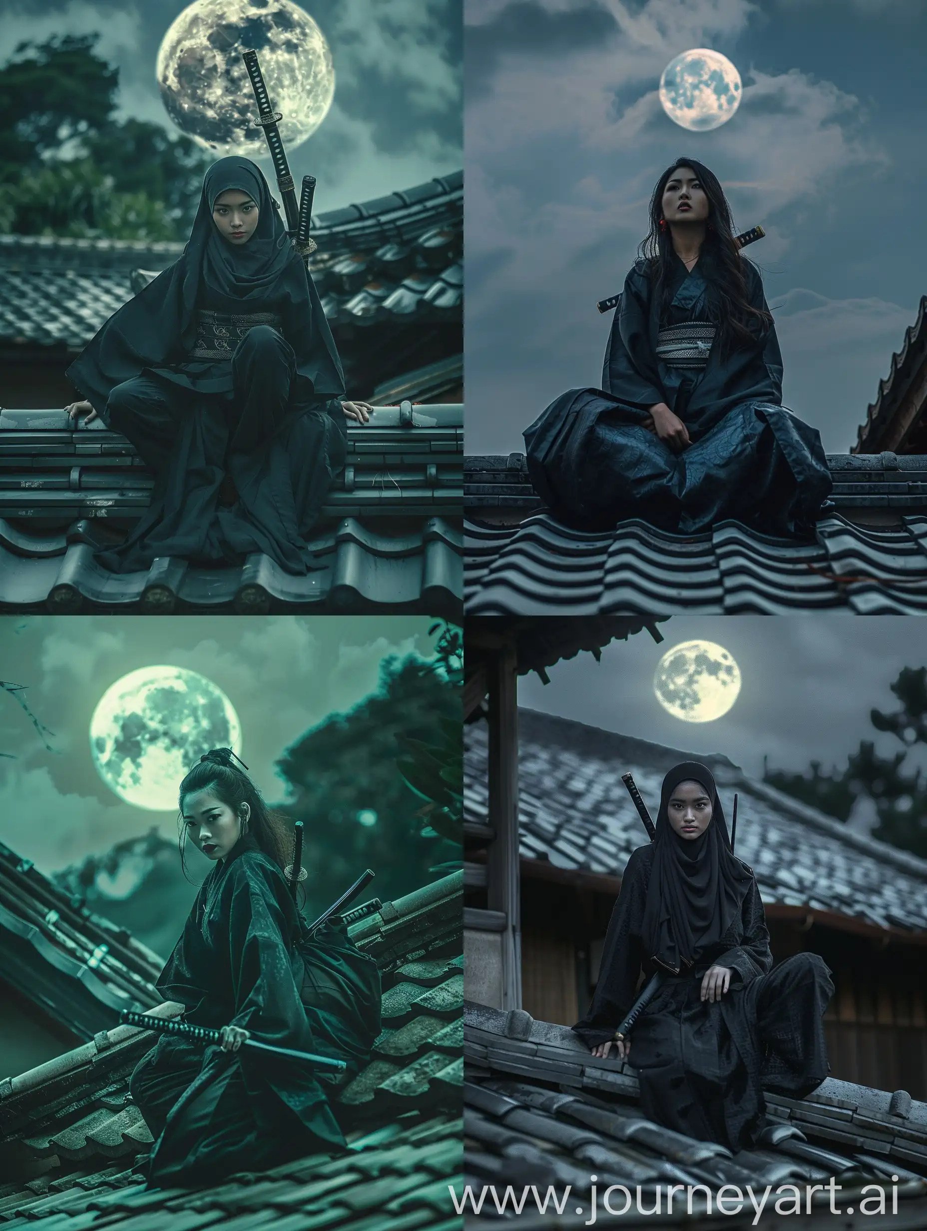 Malaysian-Muslim-Woman-in-Traditional-Japanese-Attire-on-Rooftop