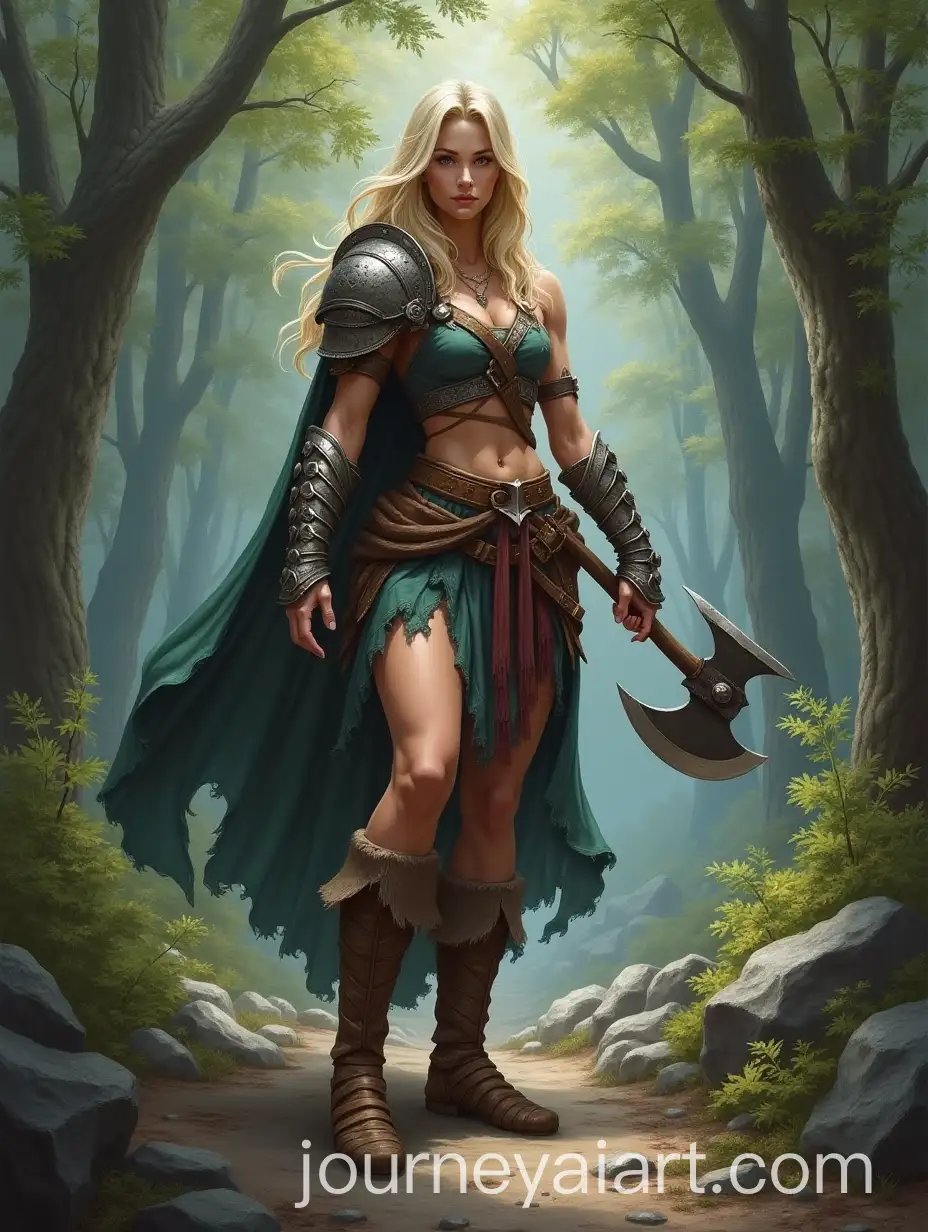 Fierce-Female-Barbarian-Warrior-in-Fantasy-Forest
